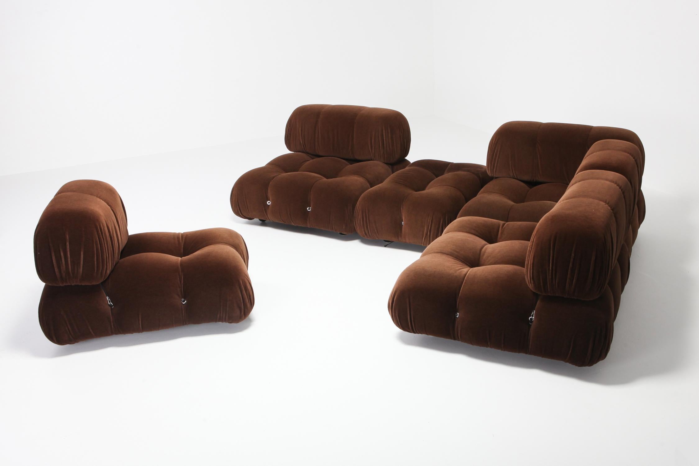 Post-Modern Camaleonda Sectional Sofa by Mario Bellini in Original Brown Velvet