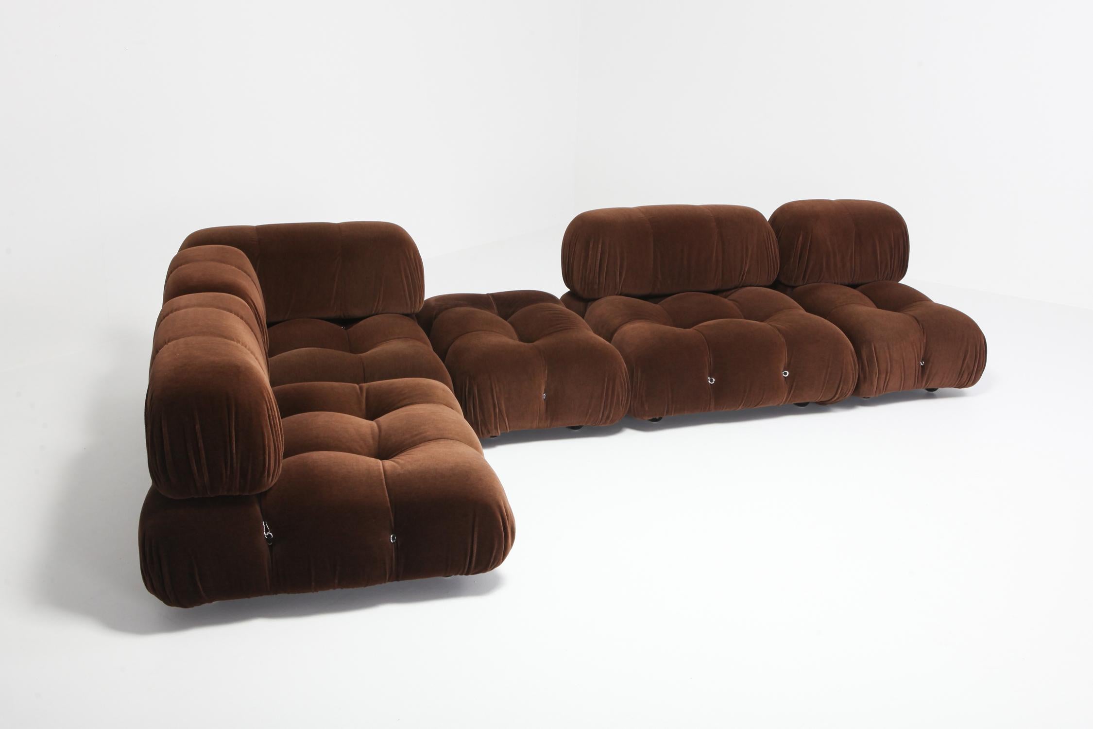 European Camaleonda Sectional Sofa by Mario Bellini in Original Brown Velvet