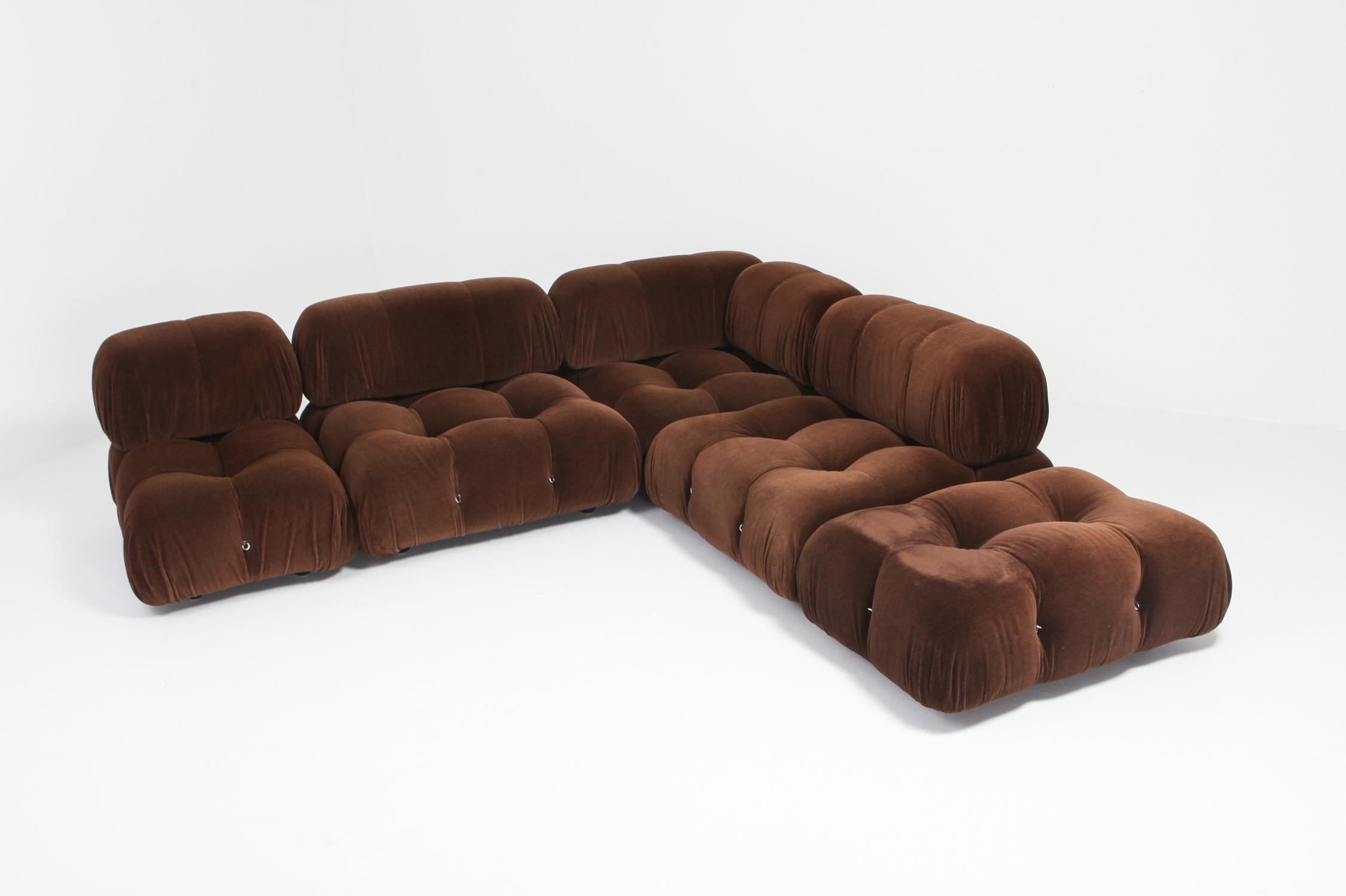 20th Century Camaleonda Sectional Sofa by Mario Bellini in Original Brown Velvet