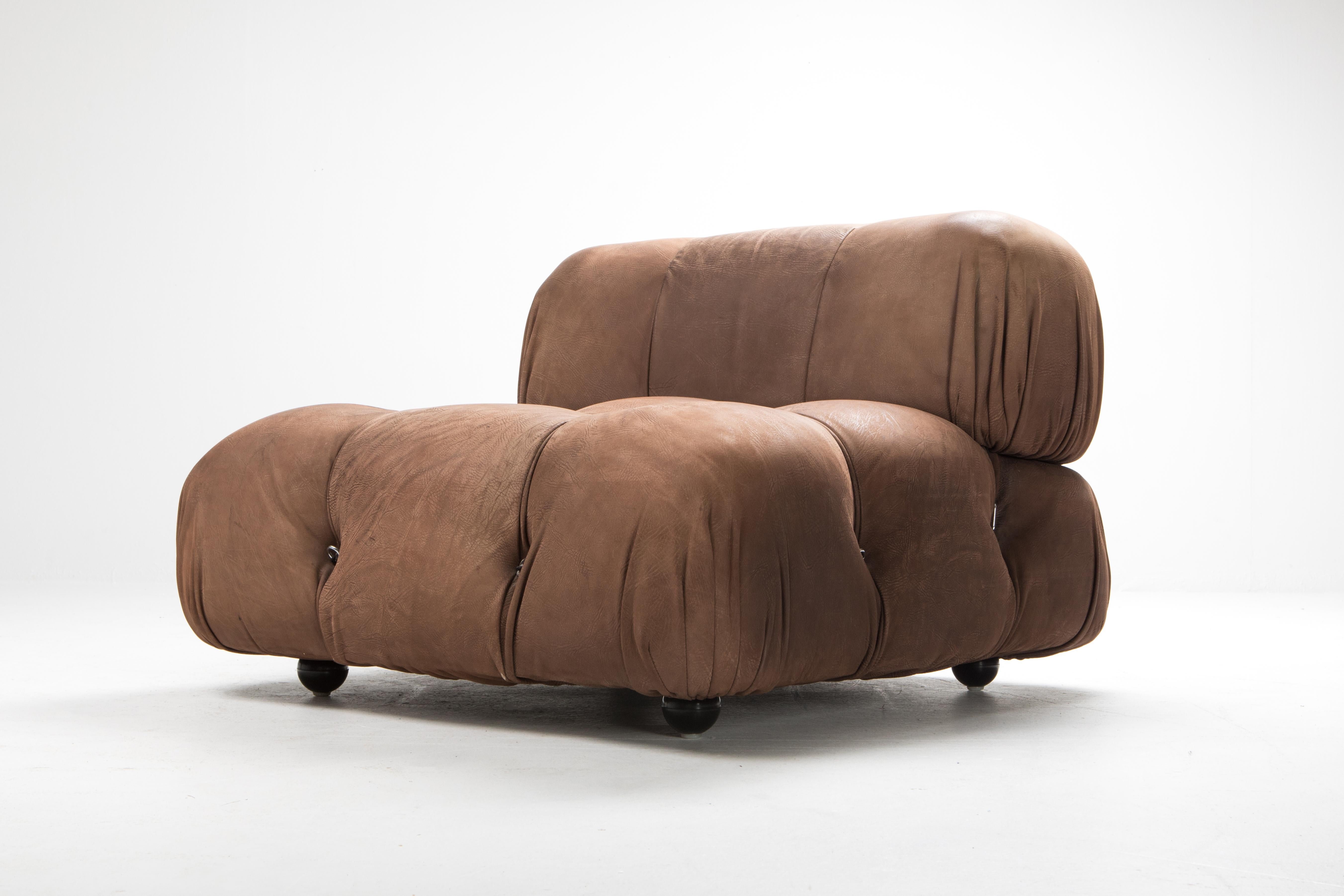 Camaleonda Sectional Sofa in Original Brown Leather by Mario Bellini 1