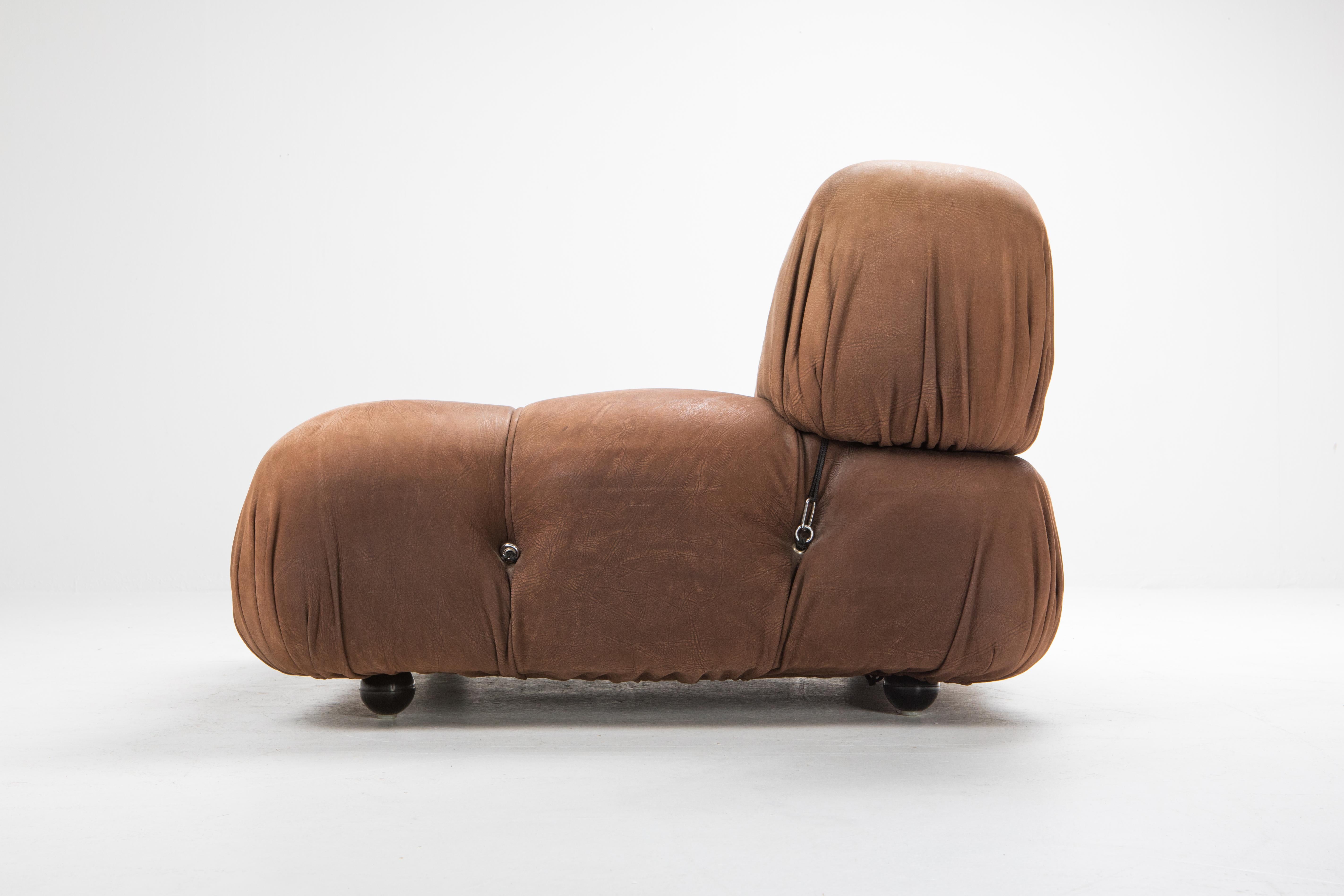 Camaleonda Sectional Sofa in Original Brown Leather by Mario Bellini 2