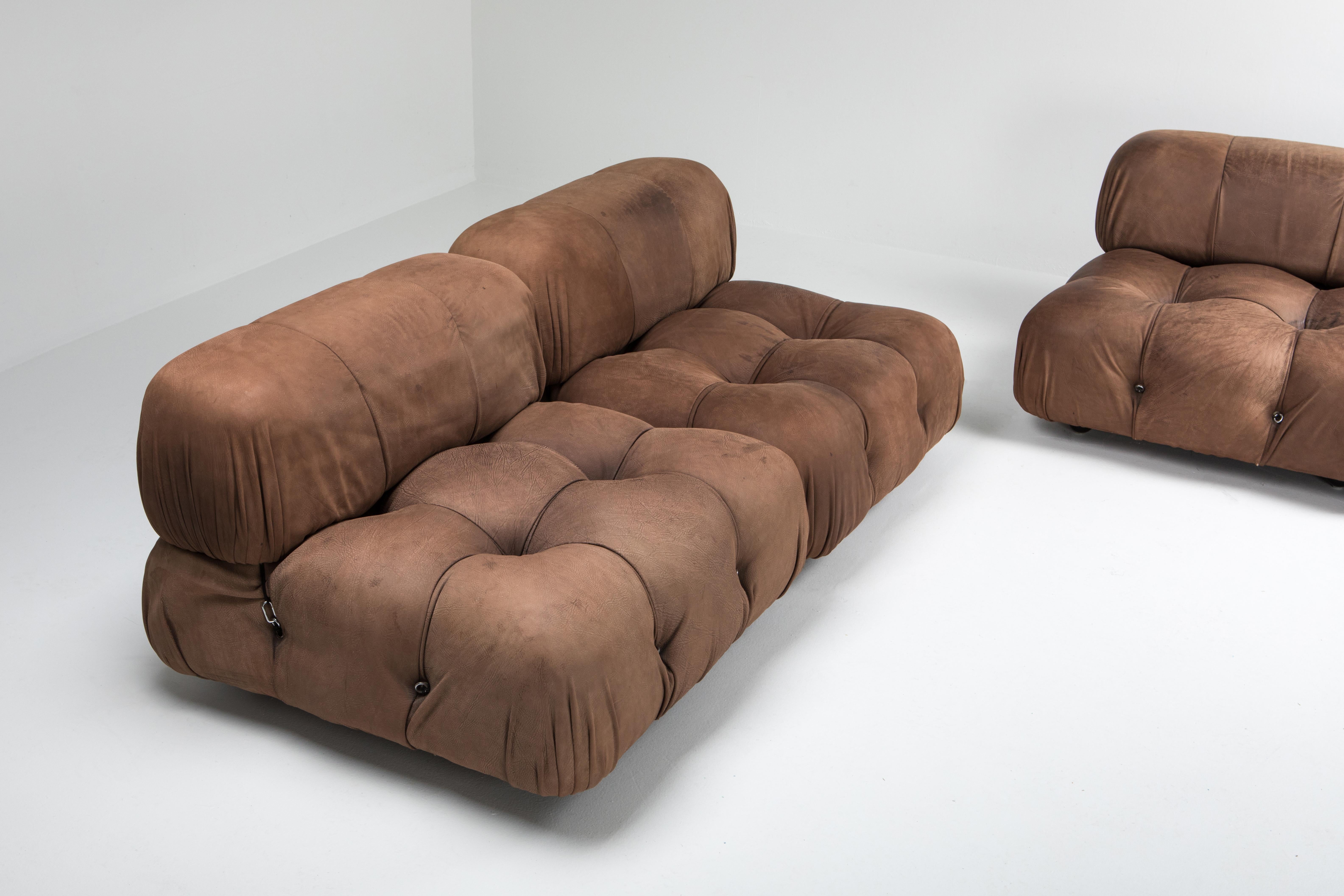 Post-Modern Camaleonda Sectional Sofa in Original Brown Leather by Mario Bellini