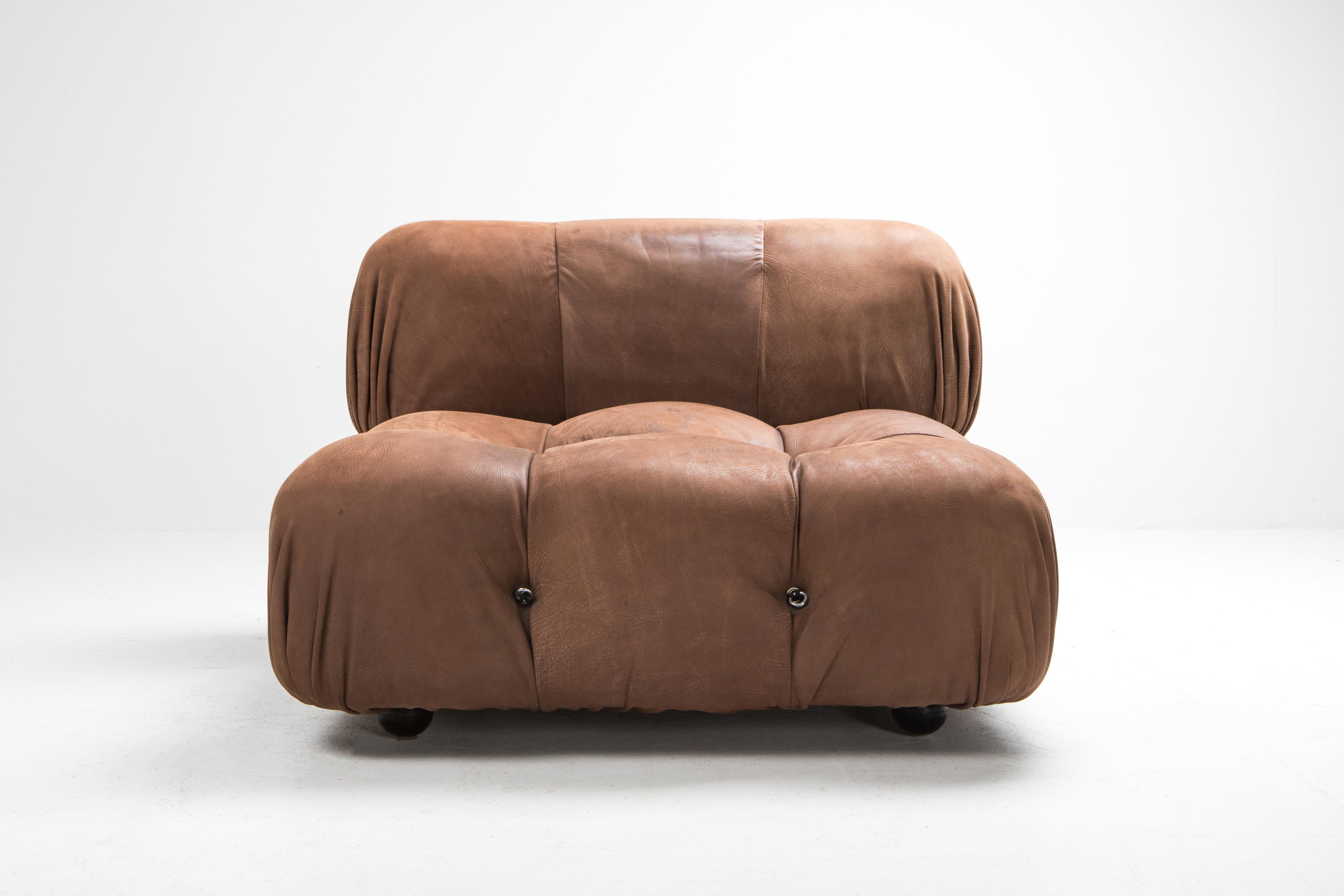 20th Century Camaleonda Sectional Sofa in Original Brown Leather by Mario Bellini