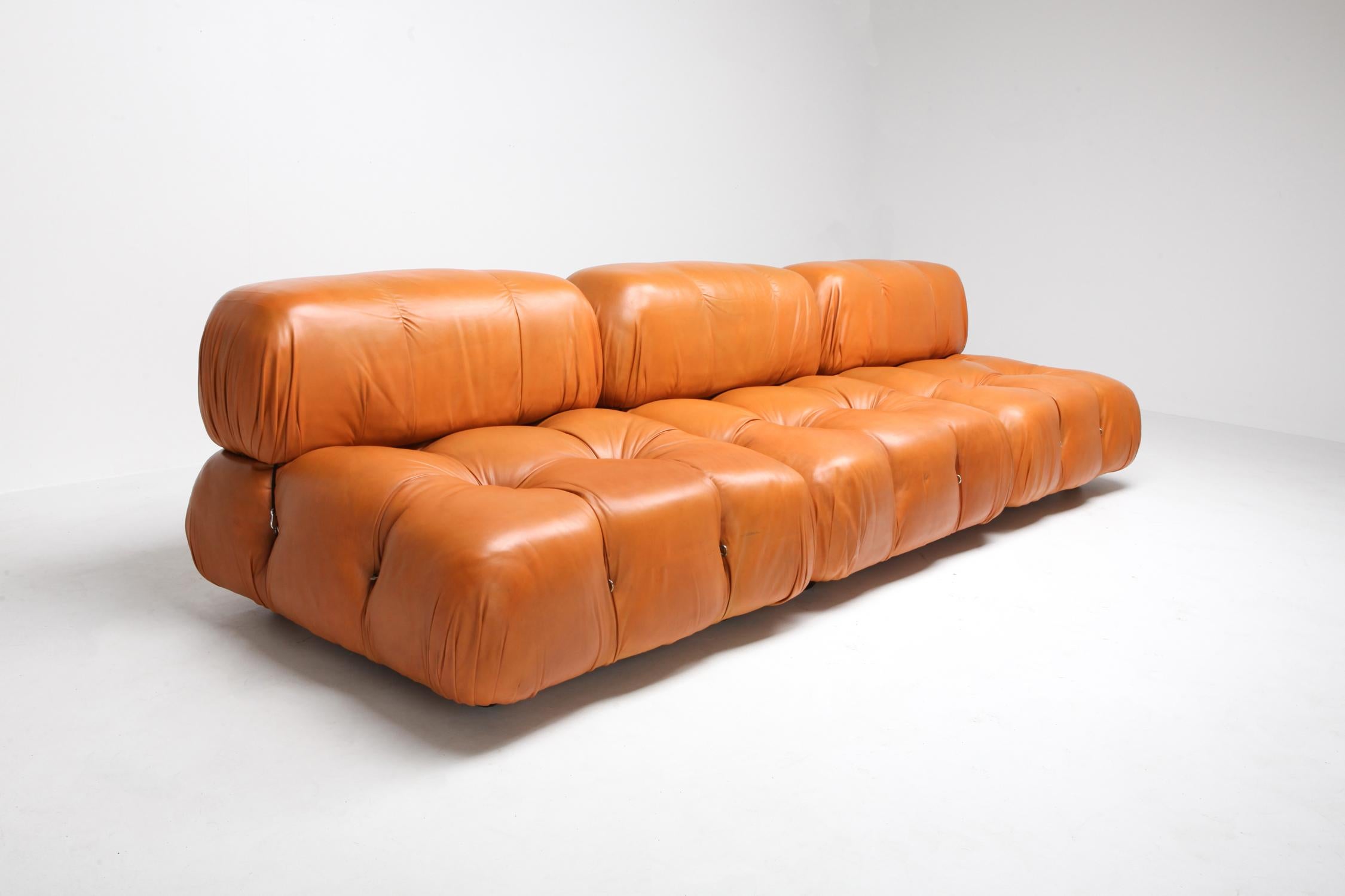 Italian Camaleonda Sectional Sofa in Original Cognac Leather