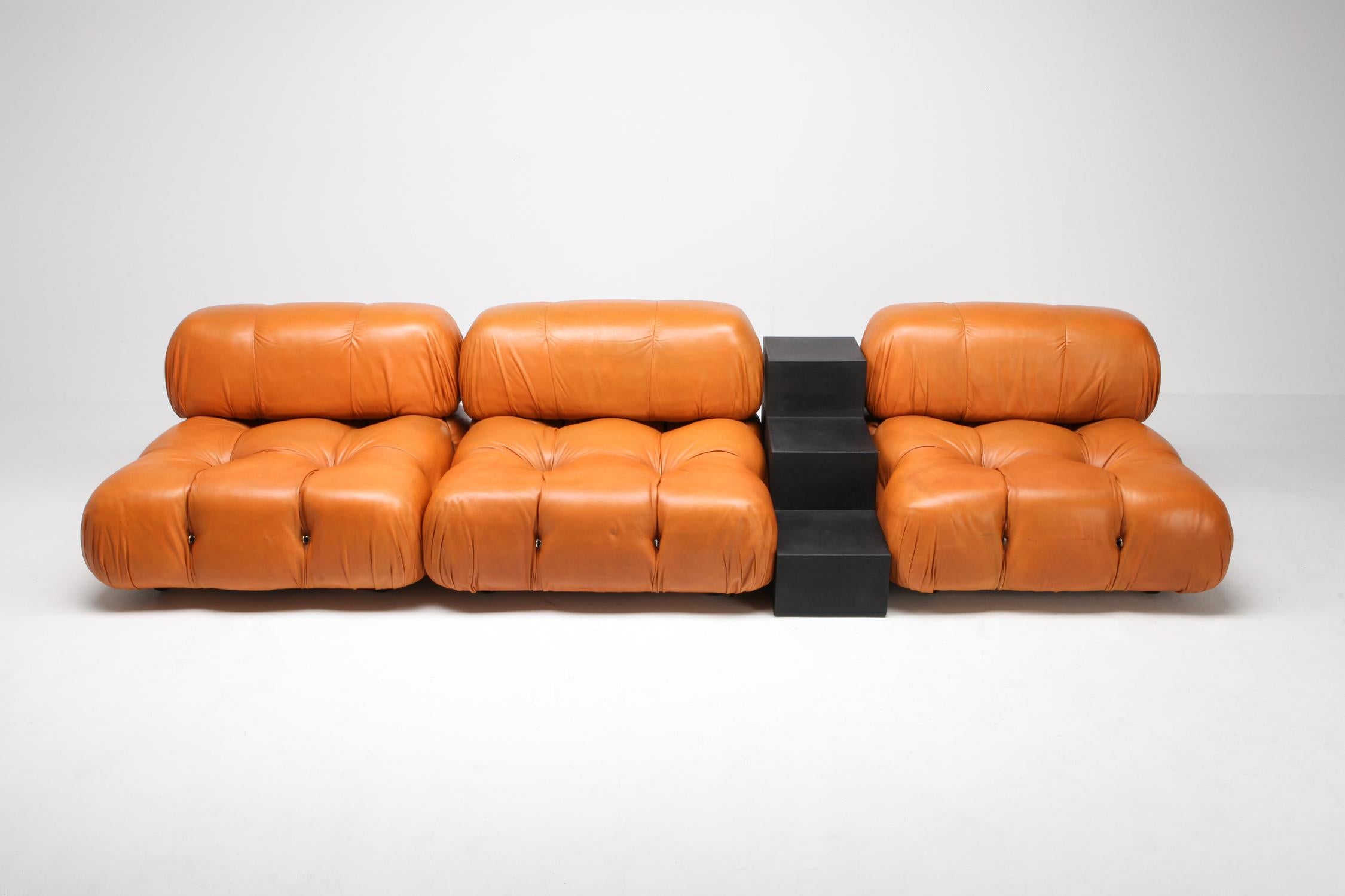 Camaleonda Sectional Sofa in Original Cognac Leather In Good Condition In Antwerp, BE