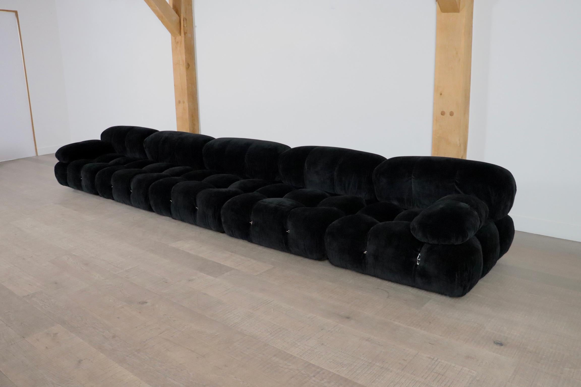 Late 20th Century Camaleonda Sofa In Black Velvet By Mario Bellini For B&B Italia 1970s