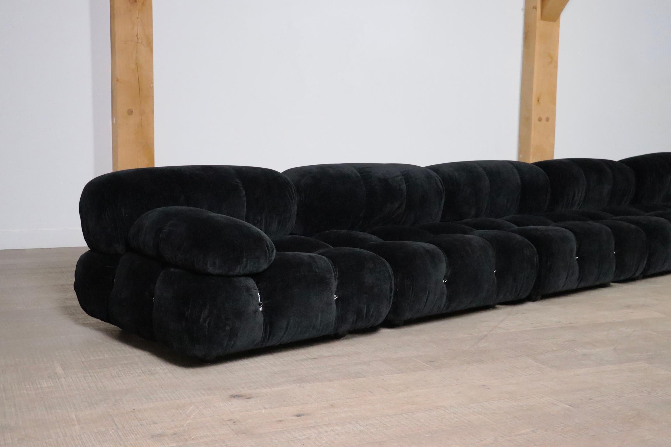 Camaleonda Sofa In Black Velvet By Mario Bellini For B&B Italia 1970s 1