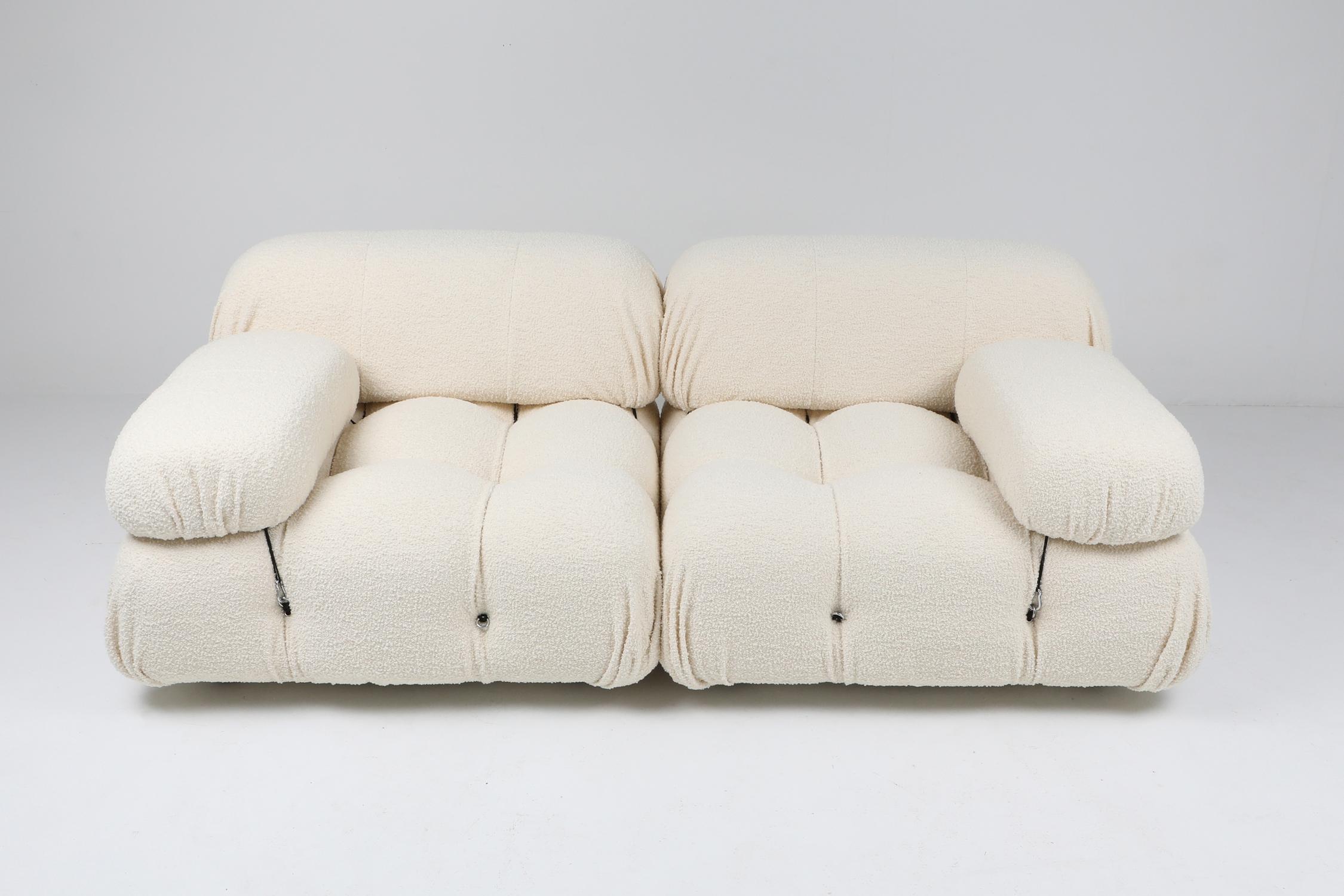 Mario Bellini, 'Cameleonda' sectional sofa in bouclé wool, Italy, 1972.

Re-upholstered Camaleonda piece by Mario Bellini.
The listing includes two seating cushions, two back cushions and two arm rests.
Ask about extra modules
This design