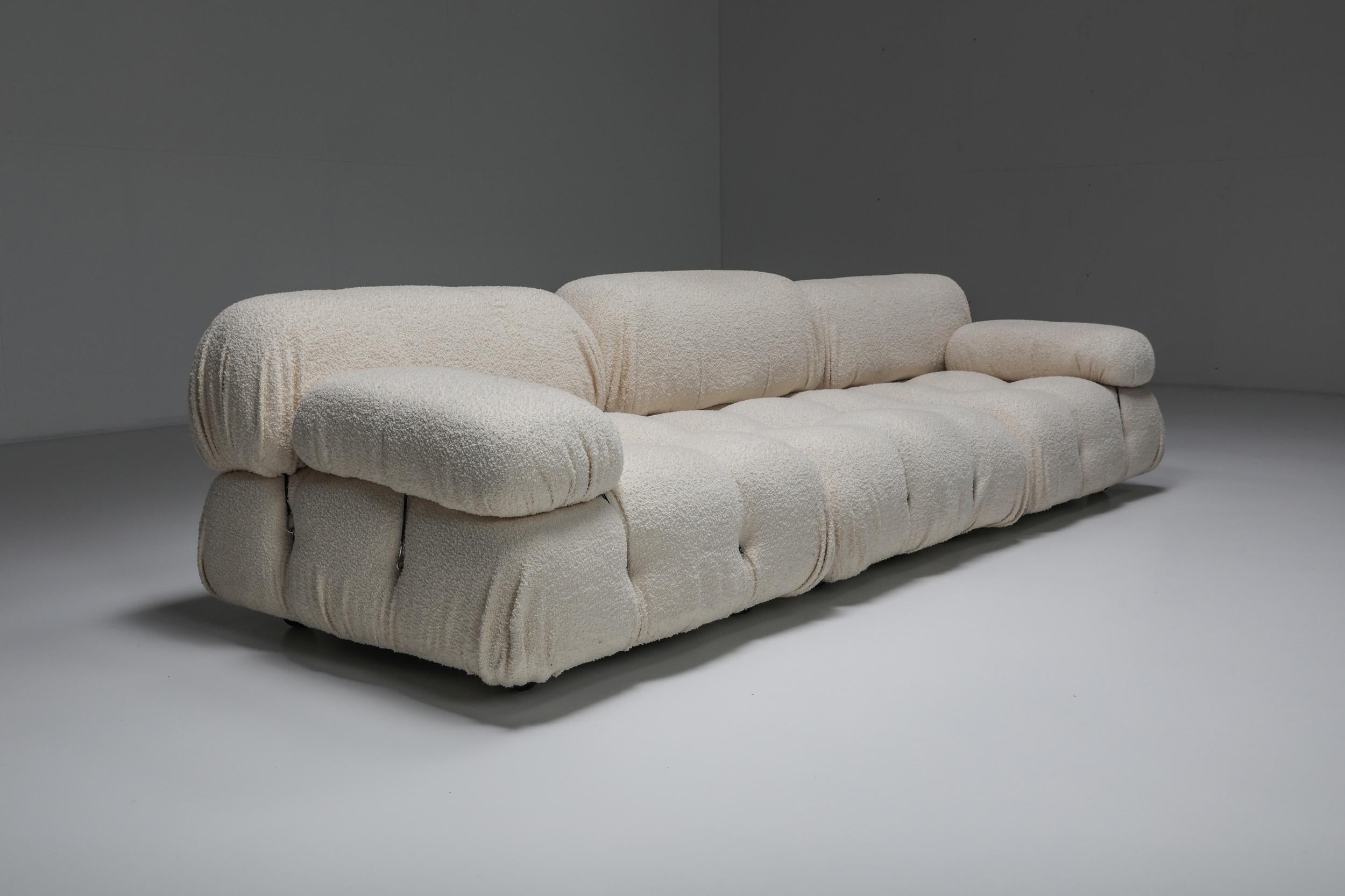Mario Bellini, 'Cameleonda' sectional sofa in bouclé wool, Italy, 1972.

Re-upholstered Camaleonda piece by Mario Bellini.
The listing includes two seating cushions, two back cushions and two arm rests.
Ask about extra modules
This design
