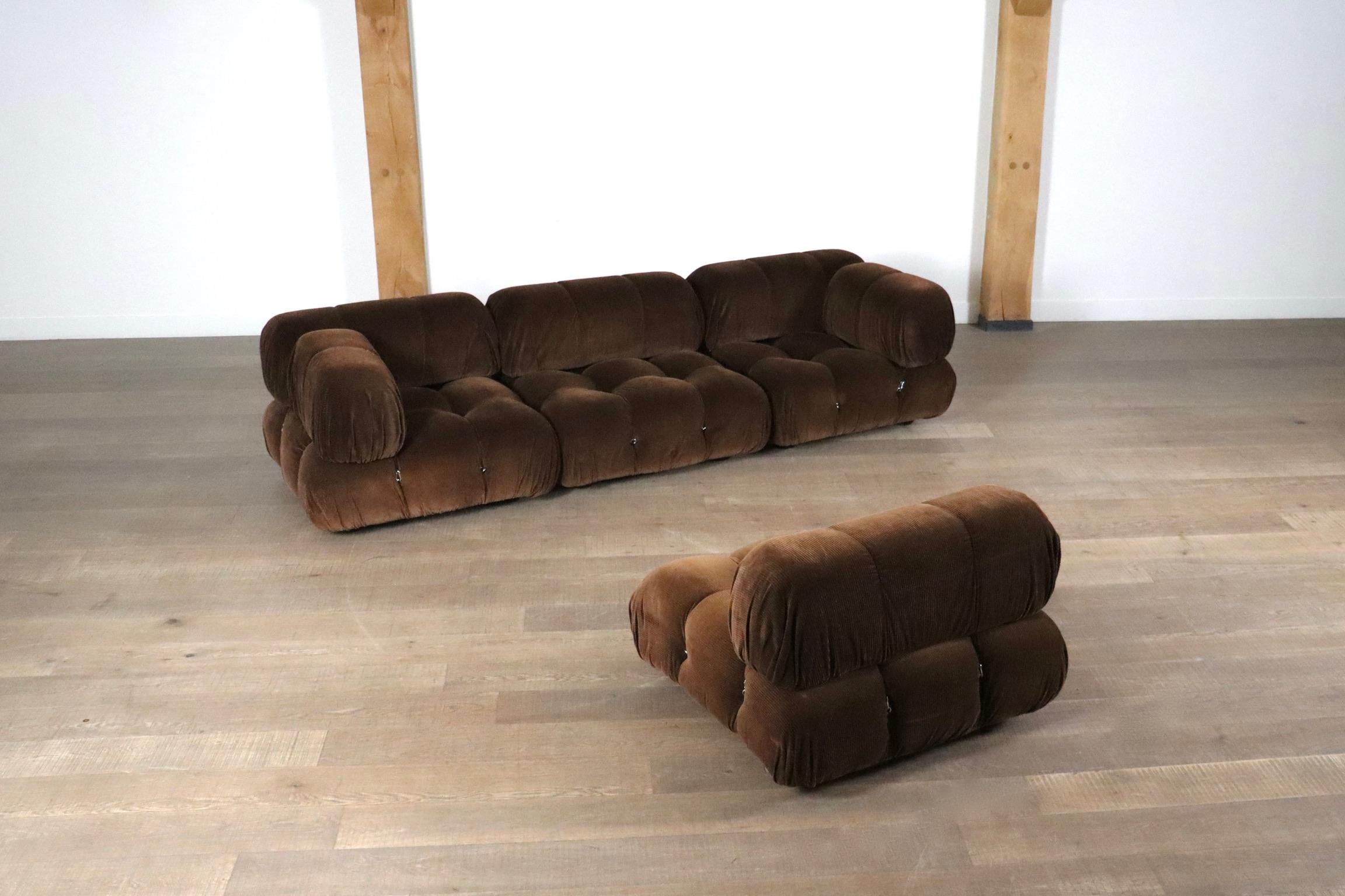Sofa Camaleonda aus braunem Kord von Mario Bellini für C&B Italia 1969 im Angebot 2