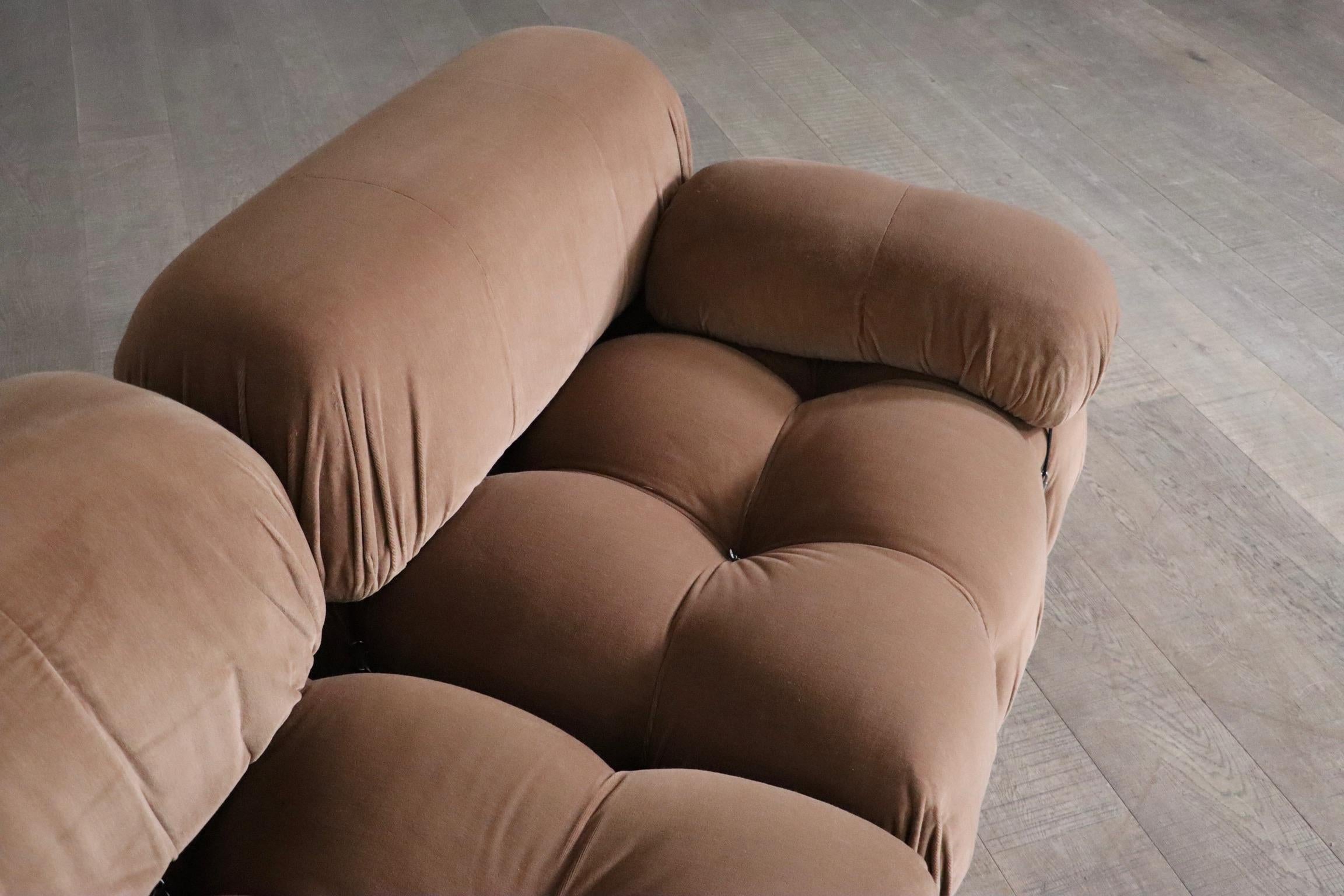 Camaleonda Sofa In Camel Velvet By Mario Bellini For B&B Italia 1970s 7