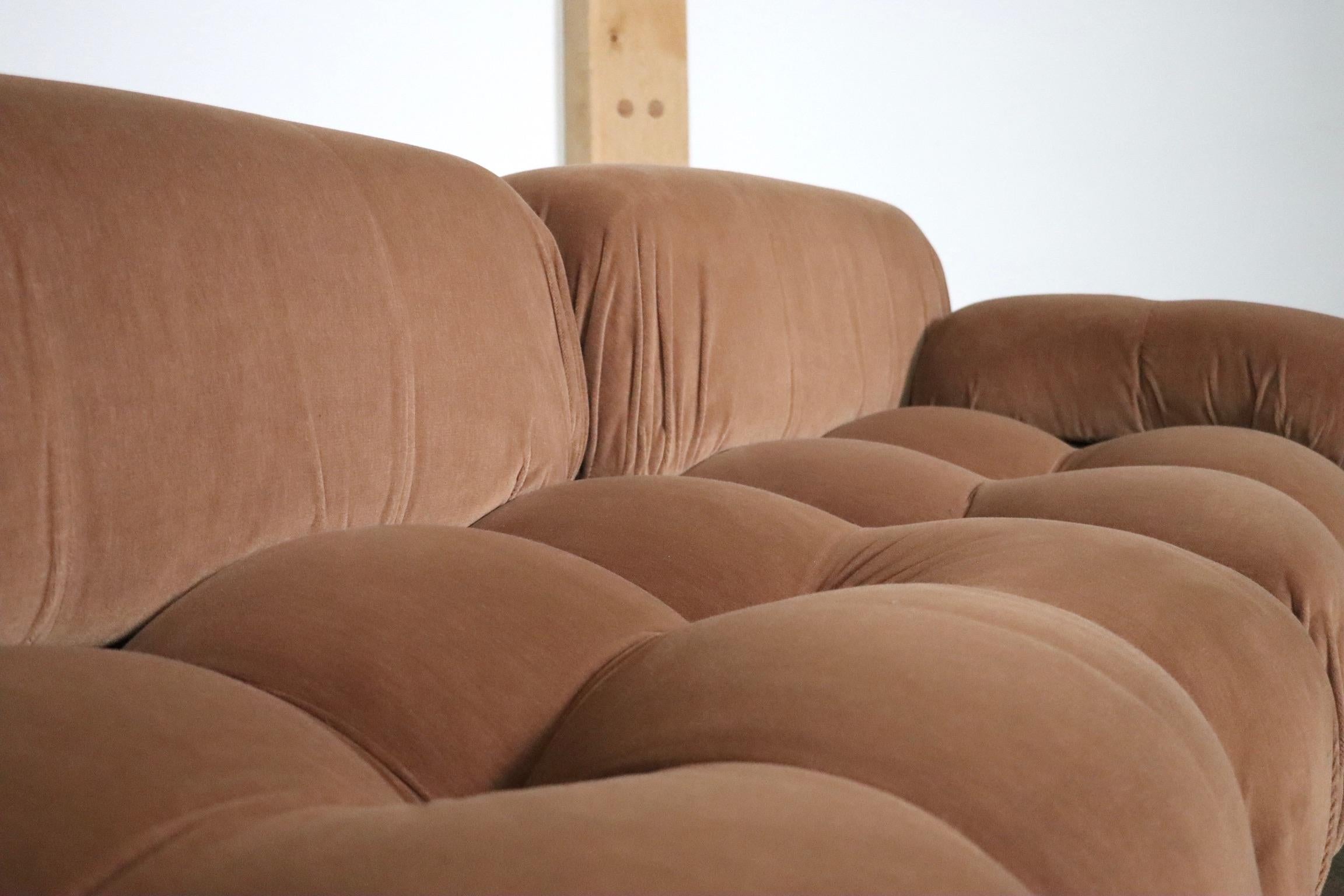 Camaleonda Sofa In Camel Velvet By Mario Bellini For B&B Italia 1970s 8