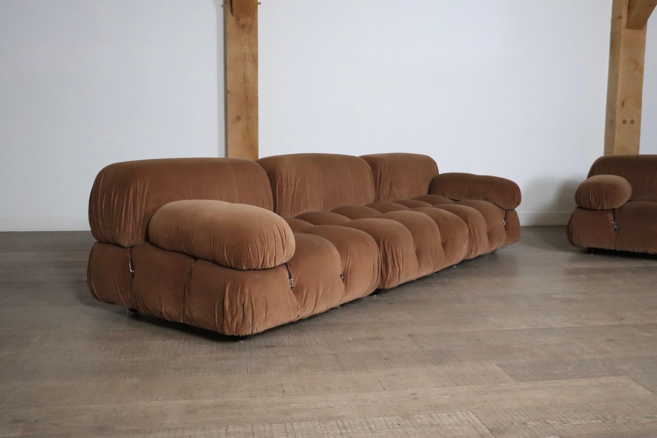 Late 20th Century Camaleonda Sofa In Camel Velvet By Mario Bellini For B&B Italia 1970s