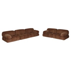 Camaleonda Sofa In Camel Velvet By Mario Bellini For B&B Italia 1970s