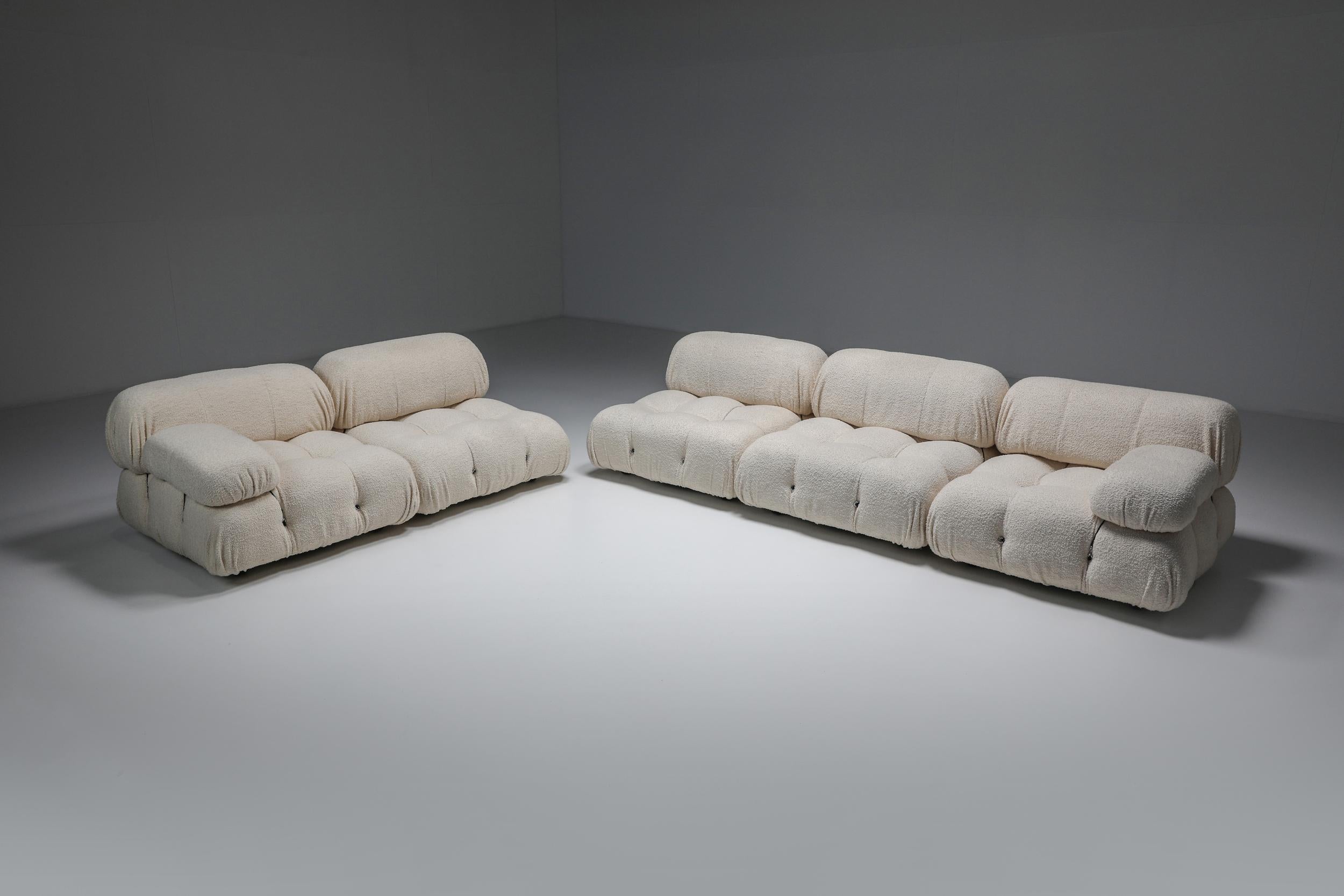 Siège trois places Camaleonda en laine bouclée avec 2 accoudoirs de Mario Bellini, années 1970 en vente 1