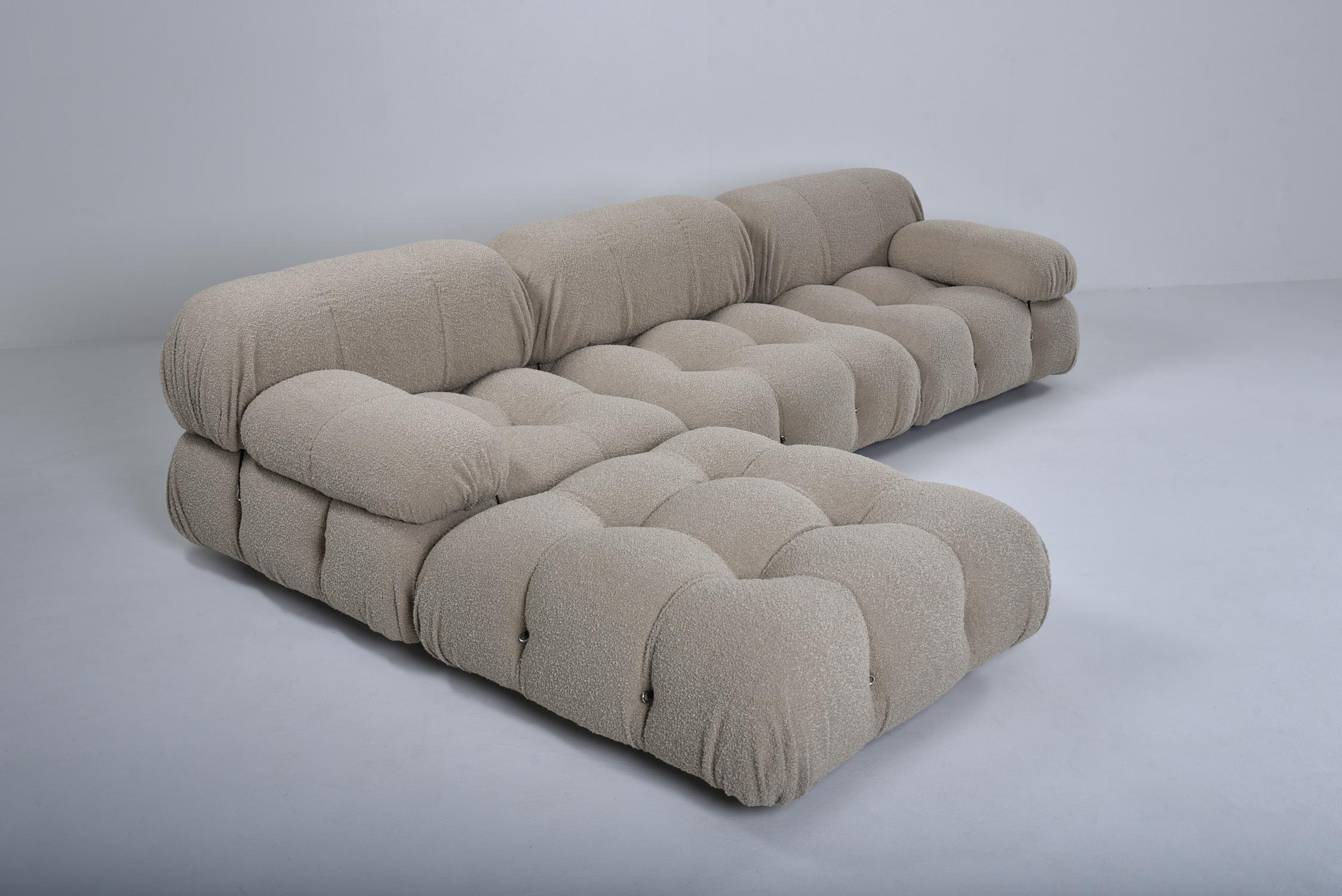 Camaleonda Vintage Original Sectional Sofa in Taupe Boucle by Mario Bellini In Excellent Condition In Antwerp, BE
