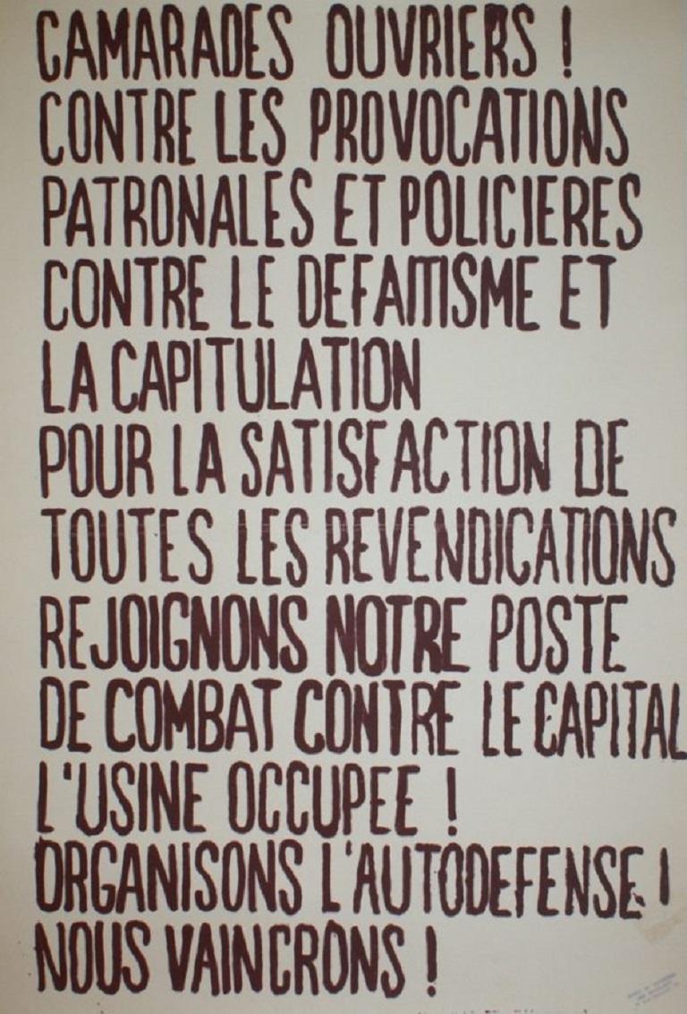 Milieu du XXe siècle Affiche vintage d'origine Camarades Ouvriers, mai 1968 en vente