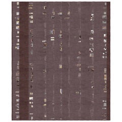 Camarillo Fondant au Chocolat - Brown Modern Hand Knotted Wool Silk Rug