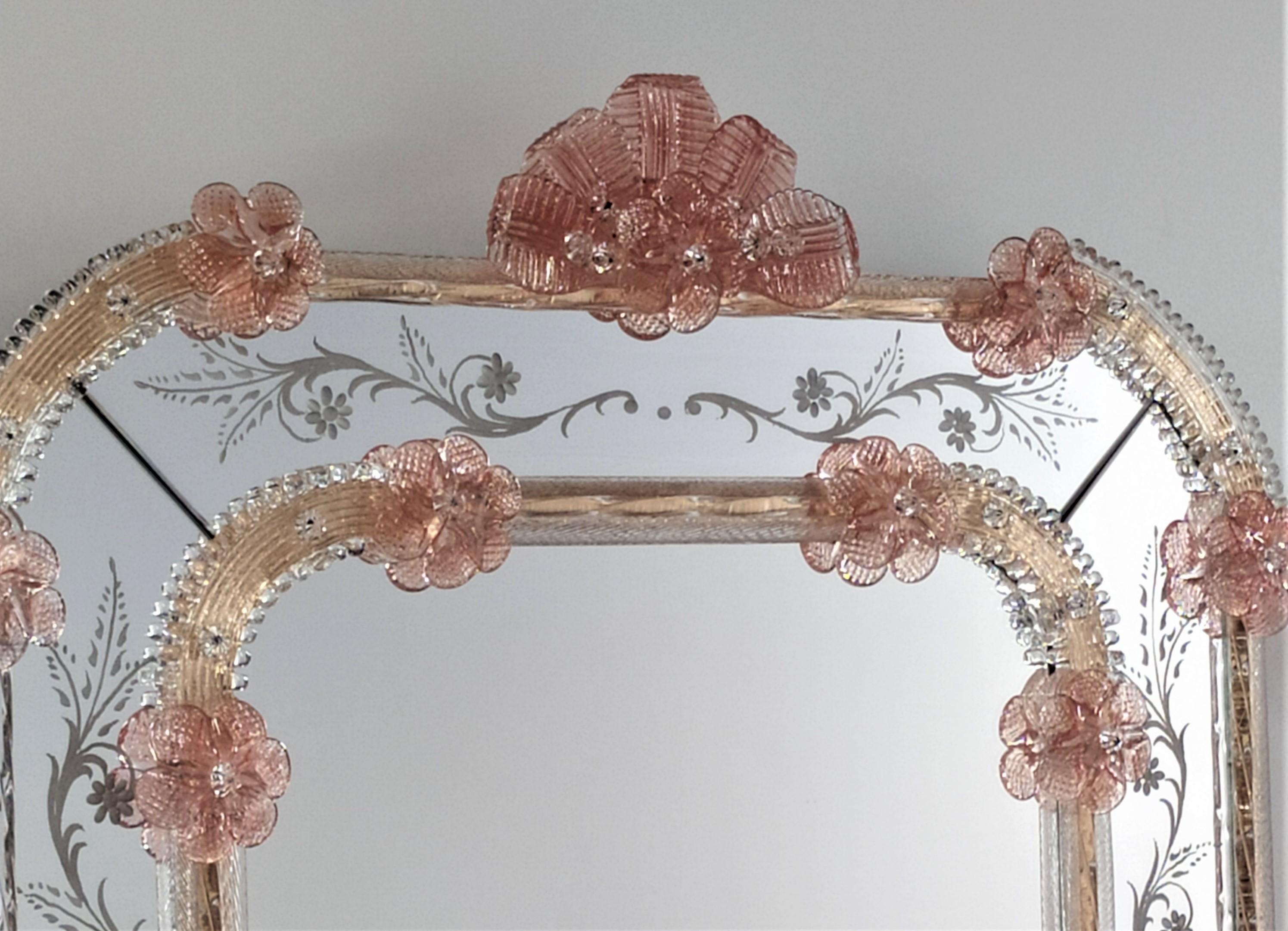 Autre Miroir en verre de Murano de style vénitien, par Fratelli Tosi Murano en vente
