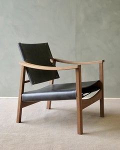 Camber Chair - Black bridle leather and fumed oak