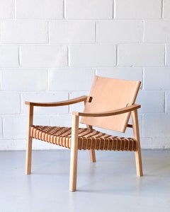 Camber Chair - woven leather cord and oak