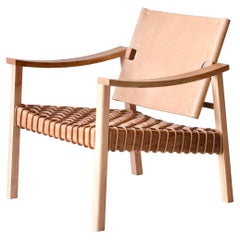 Camber Chair - woven leather cord and oak