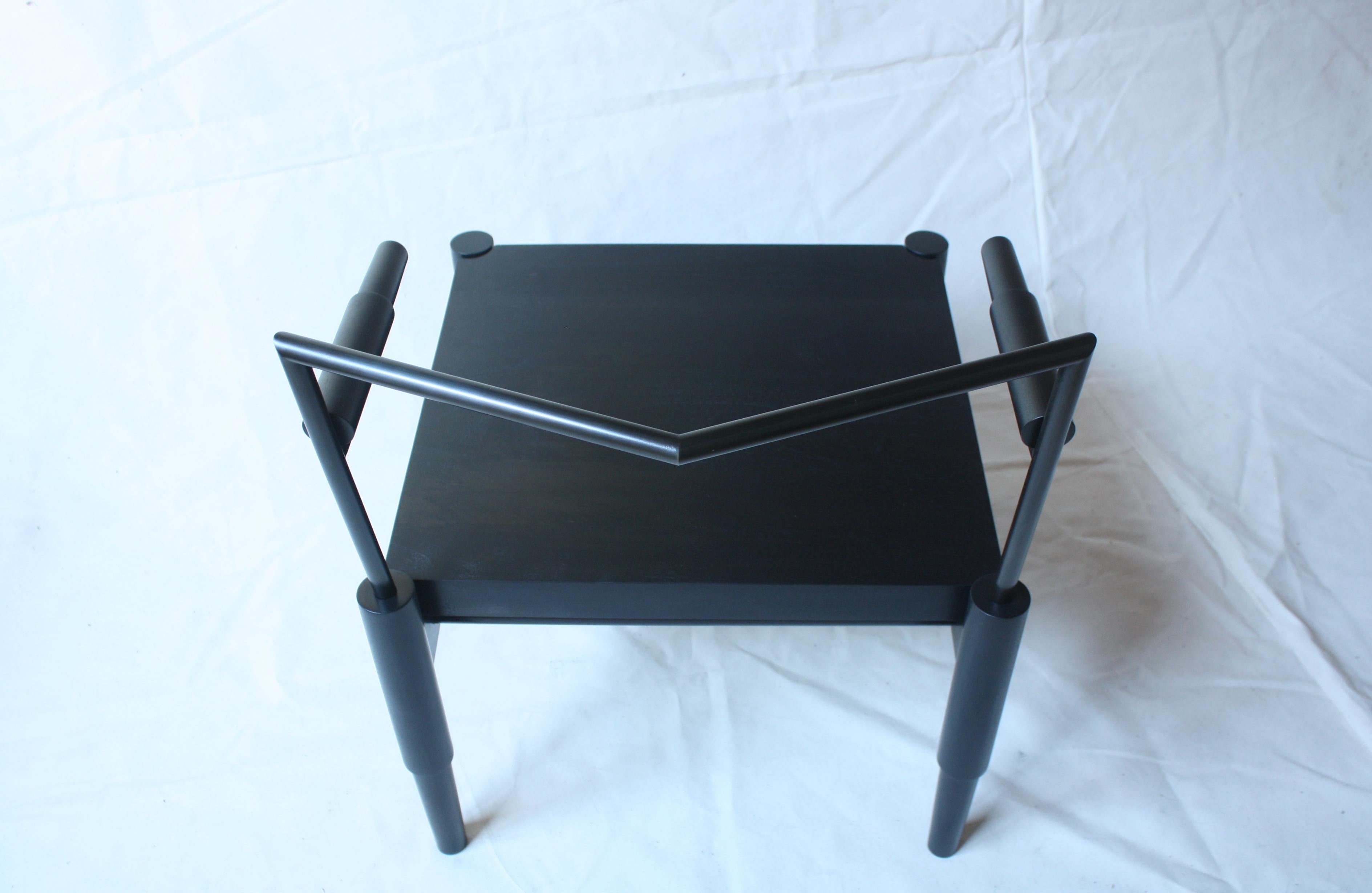 Modern Camber, Handmade Lounge Chair in Walnut and Blackened Steel by Laylo Studio For Sale