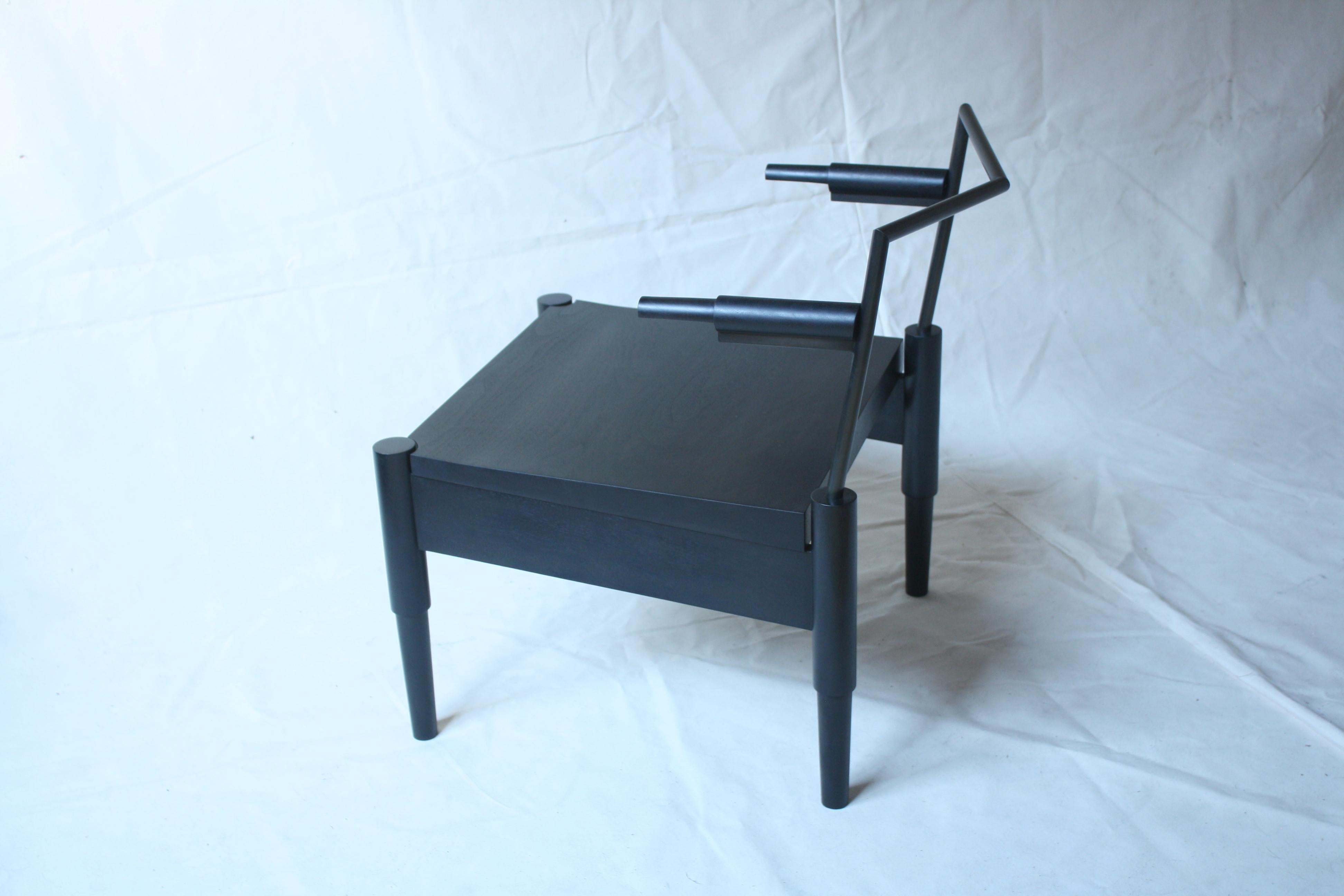 American Camber, Handmade Lounge Chair in Walnut and Blackened Steel by Laylo Studio For Sale