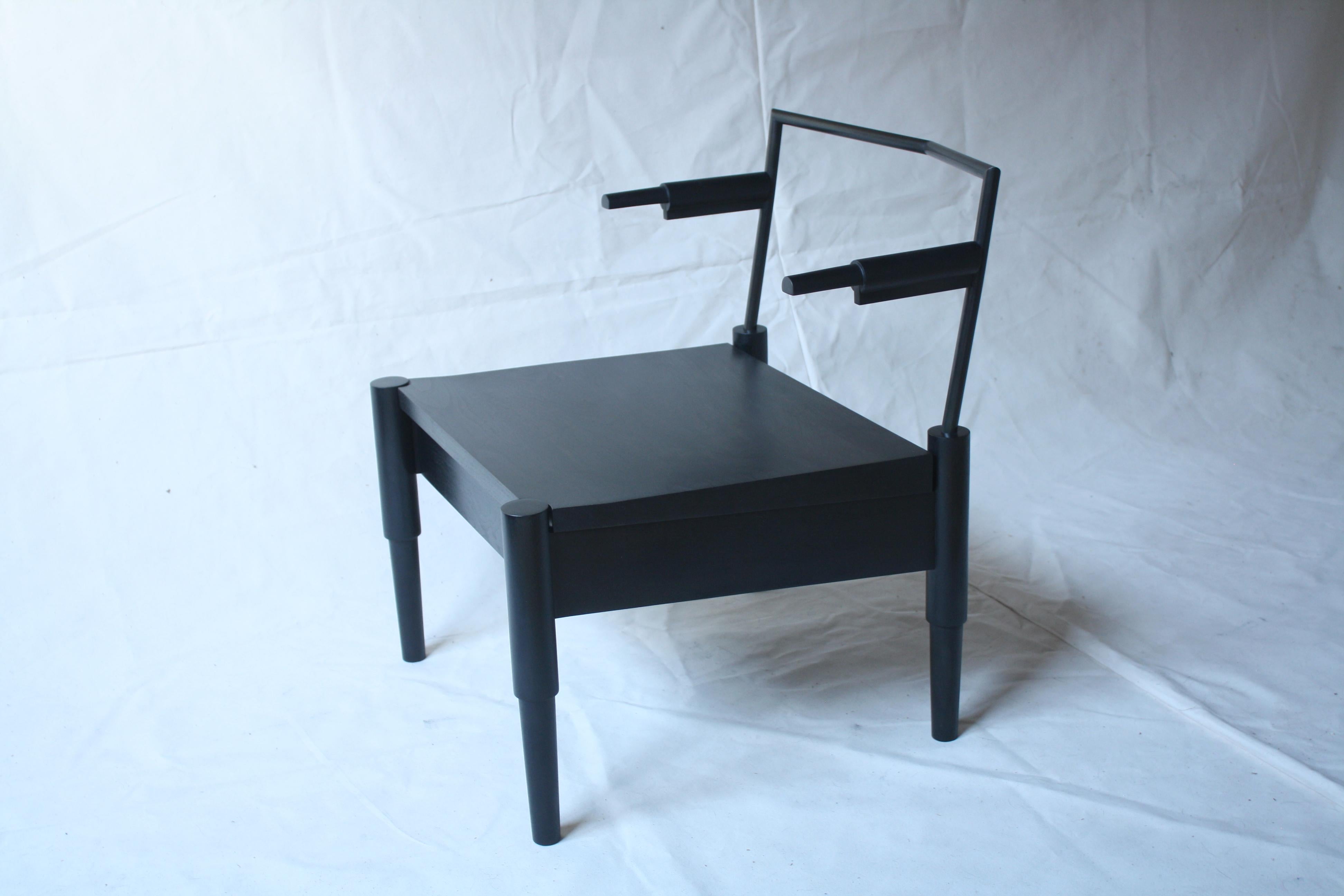 Camber, Handmade Lounge Chair in Walnut and Blackened Steel by Laylo Studio In New Condition For Sale In Chicago, IL