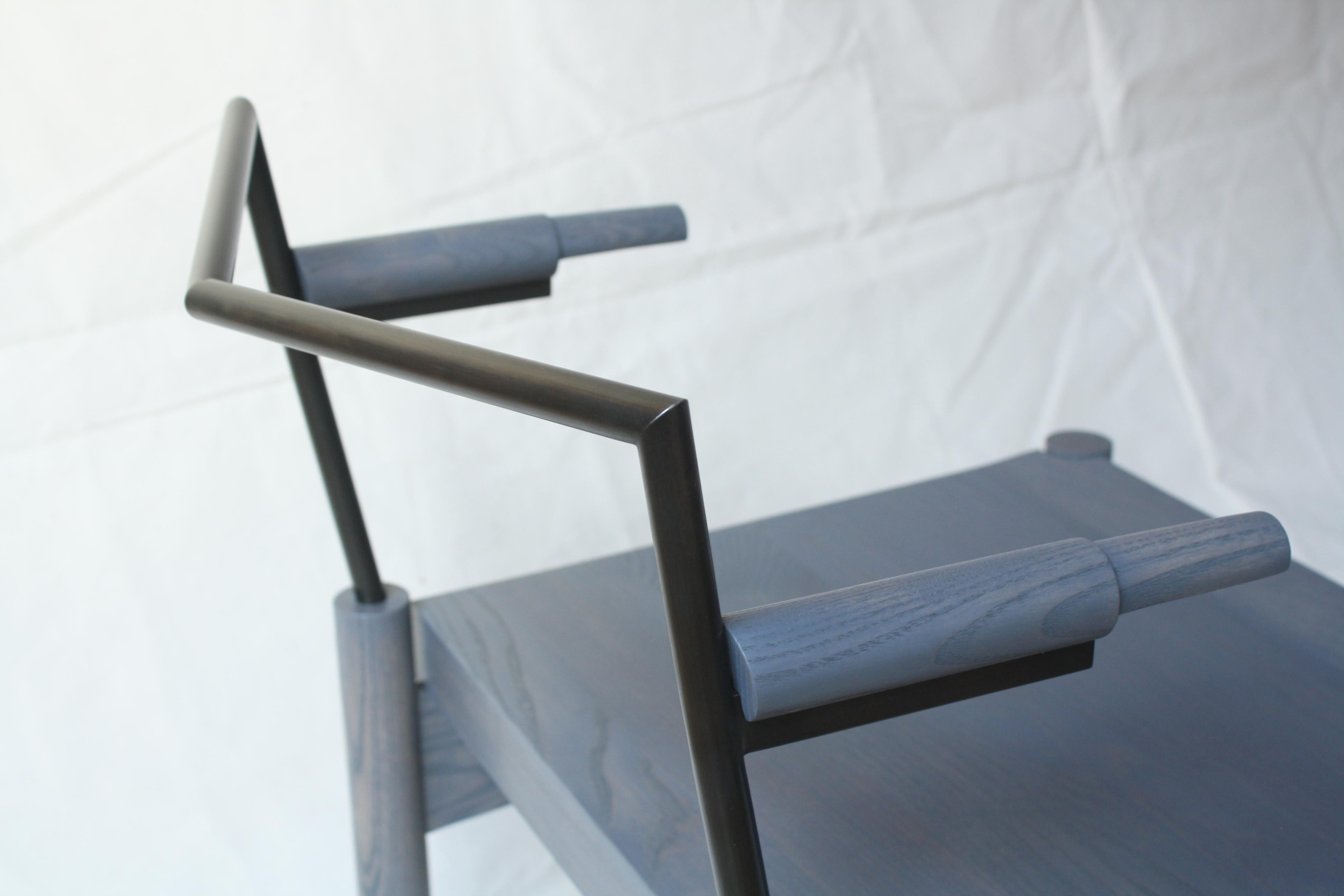 Camber, Handmade Wood Lounge Chair with Blackened Steel Backrest by Laylo Studio In New Condition For Sale In Chicago, IL