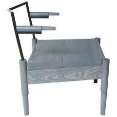 Camber, Handmade Wood Lounge Chair with Blackened Steel Backrest by Laylo Studio