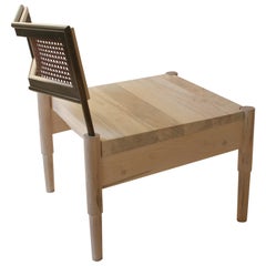 Camber, Modern Lounge Chair with a Woven Leather Cane Backrest by Laylo Studio