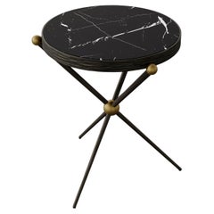 "Cambert" Marble and Iron Round Side Table by Christiane Lemieux