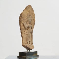 Cambodia 11th-12th Century (?) Sandston Carving of Female Spirit Apsara