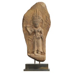 Cambodia 11th-12th Century (?) Sandston Carving of Female Spirit Apsara