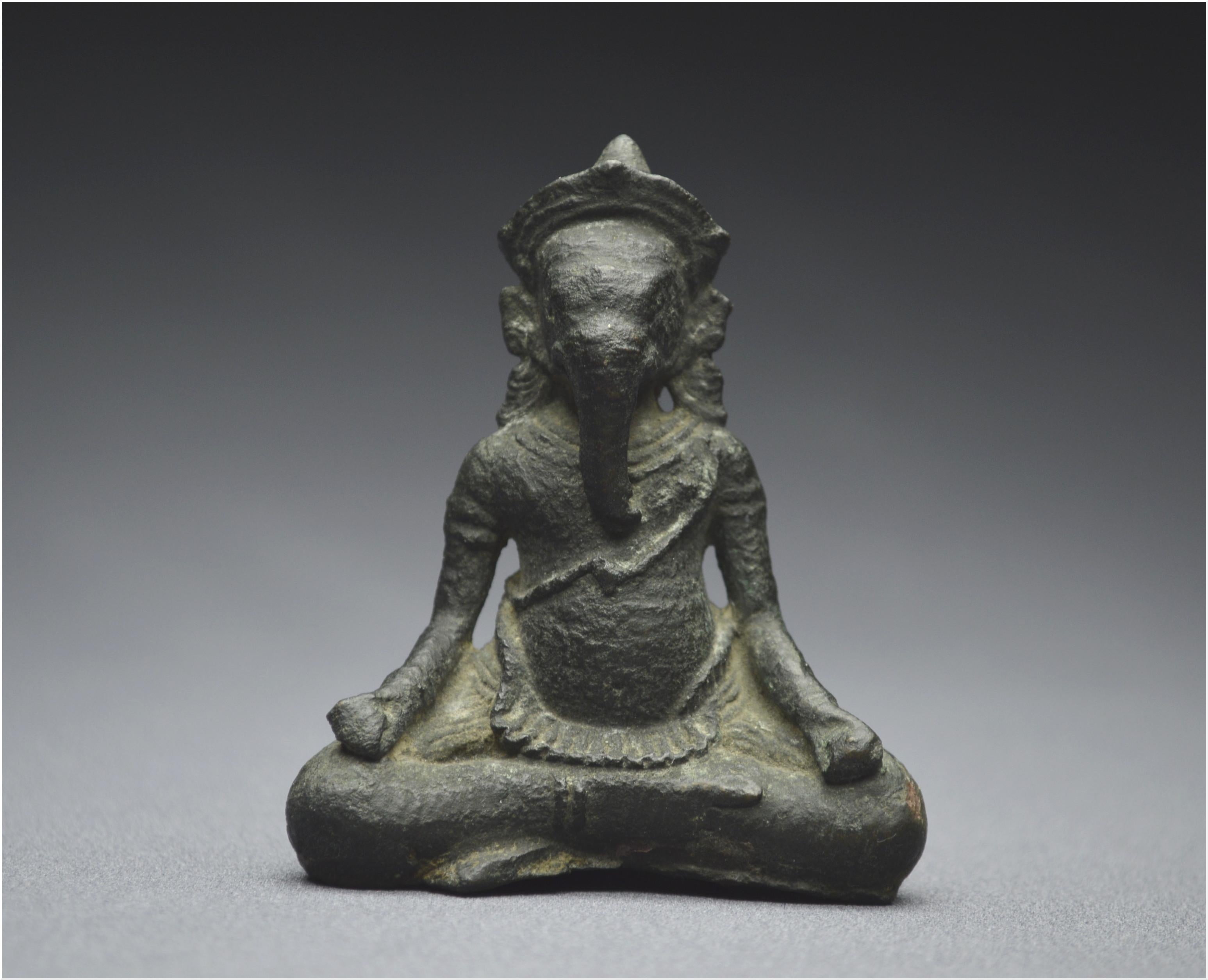 Cambodian Cambodia, 11th Century, Angkor Vat period, Little bronze statuette of Ganesha