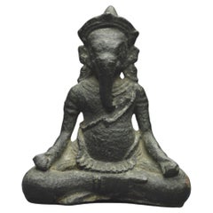 Cambodia, 11th Century, Angkor Vat period, Little bronze statuette of Ganesha