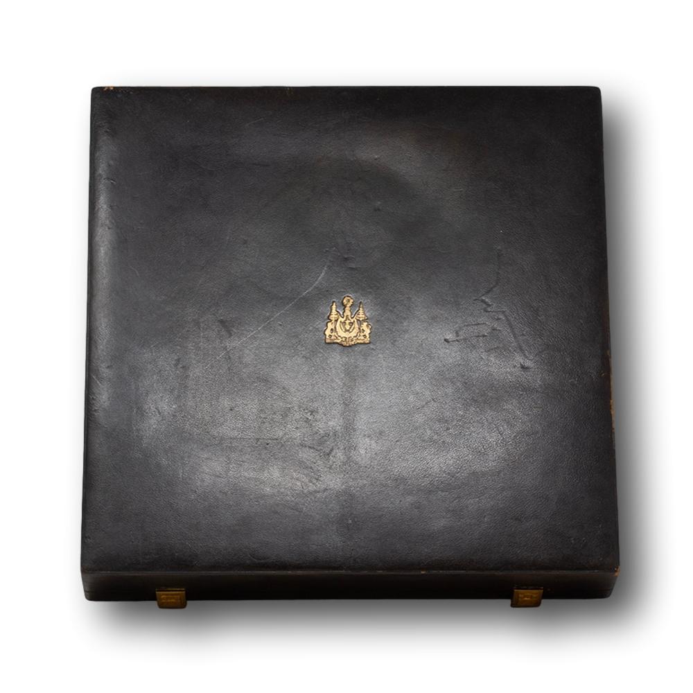 Mid-Century Modern Cambodia Presentation Glass Charger in Hermes Box For Sale