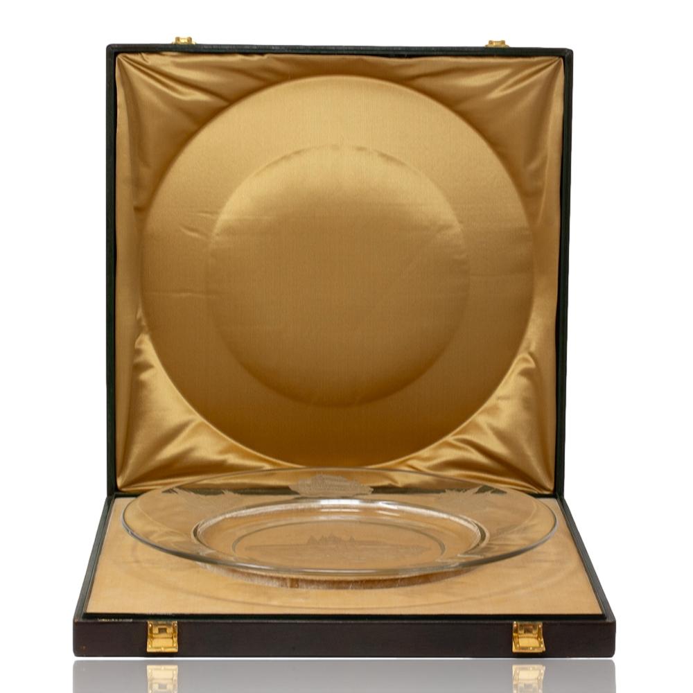 20th Century Cambodia Presentation Glass Charger in Hermes Box For Sale