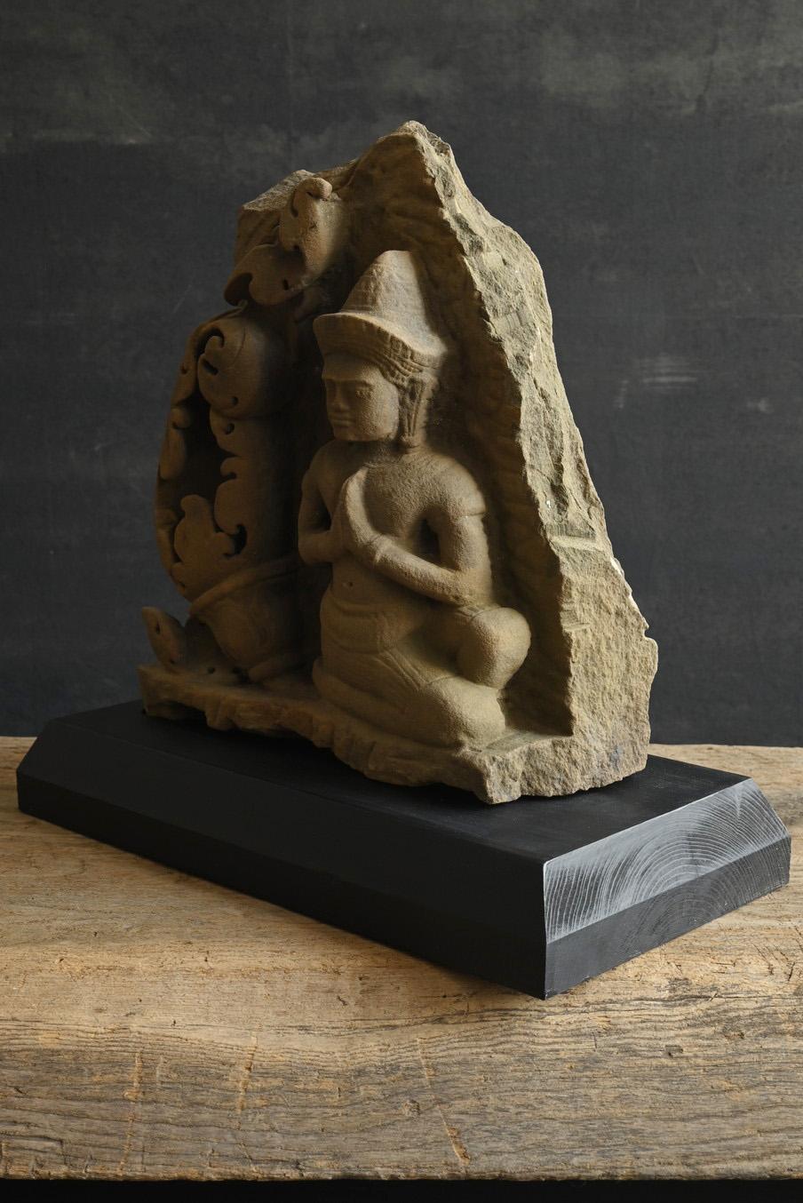 Kambodschanische antike Buddha-Figur aus Stein aus Stein/Angkor-Periode/Khmer-Kunst im Angebot 7