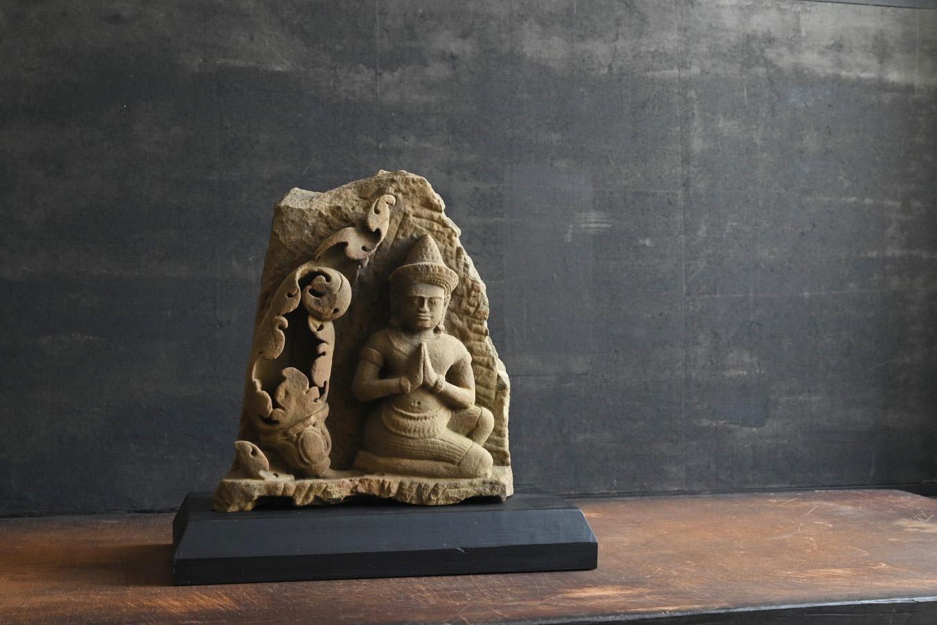 Kambodschanische antike Buddha-Figur aus Stein aus Stein/Angkor-Periode/Khmer-Kunst im Angebot 11