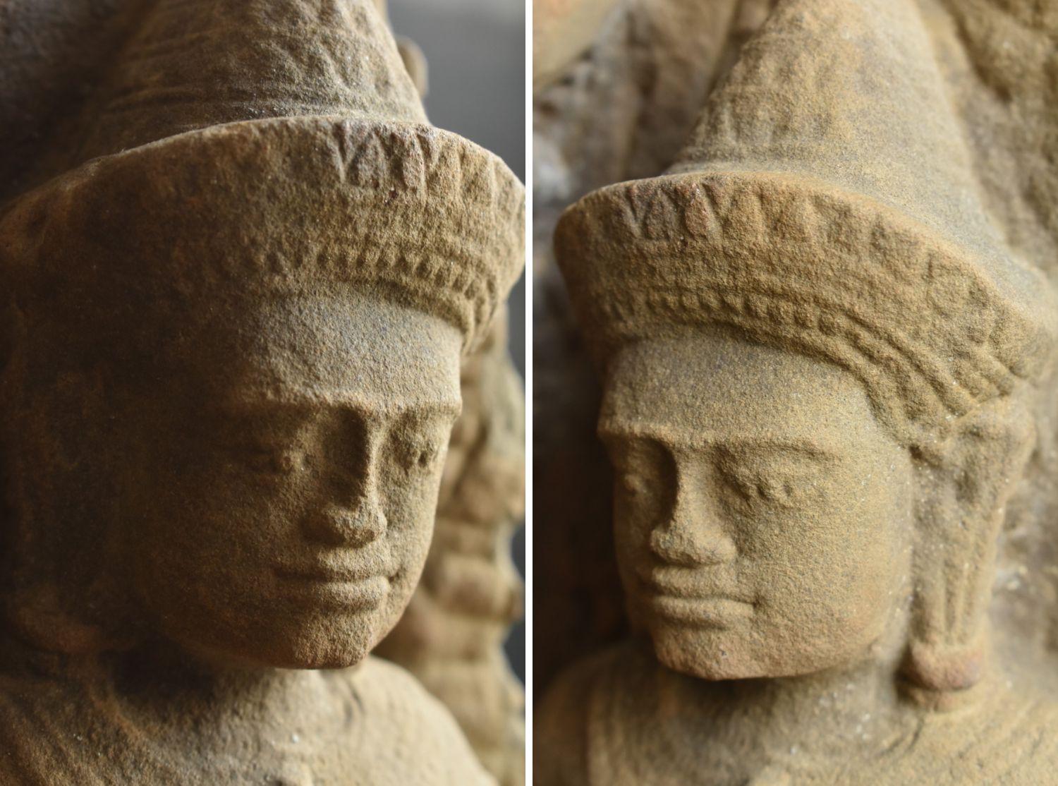 Kambodschanische antike Buddha-Figur aus Stein aus Stein/Angkor-Periode/Khmer-Kunst im Zustand „Gut“ im Angebot in Sammu-shi, Chiba