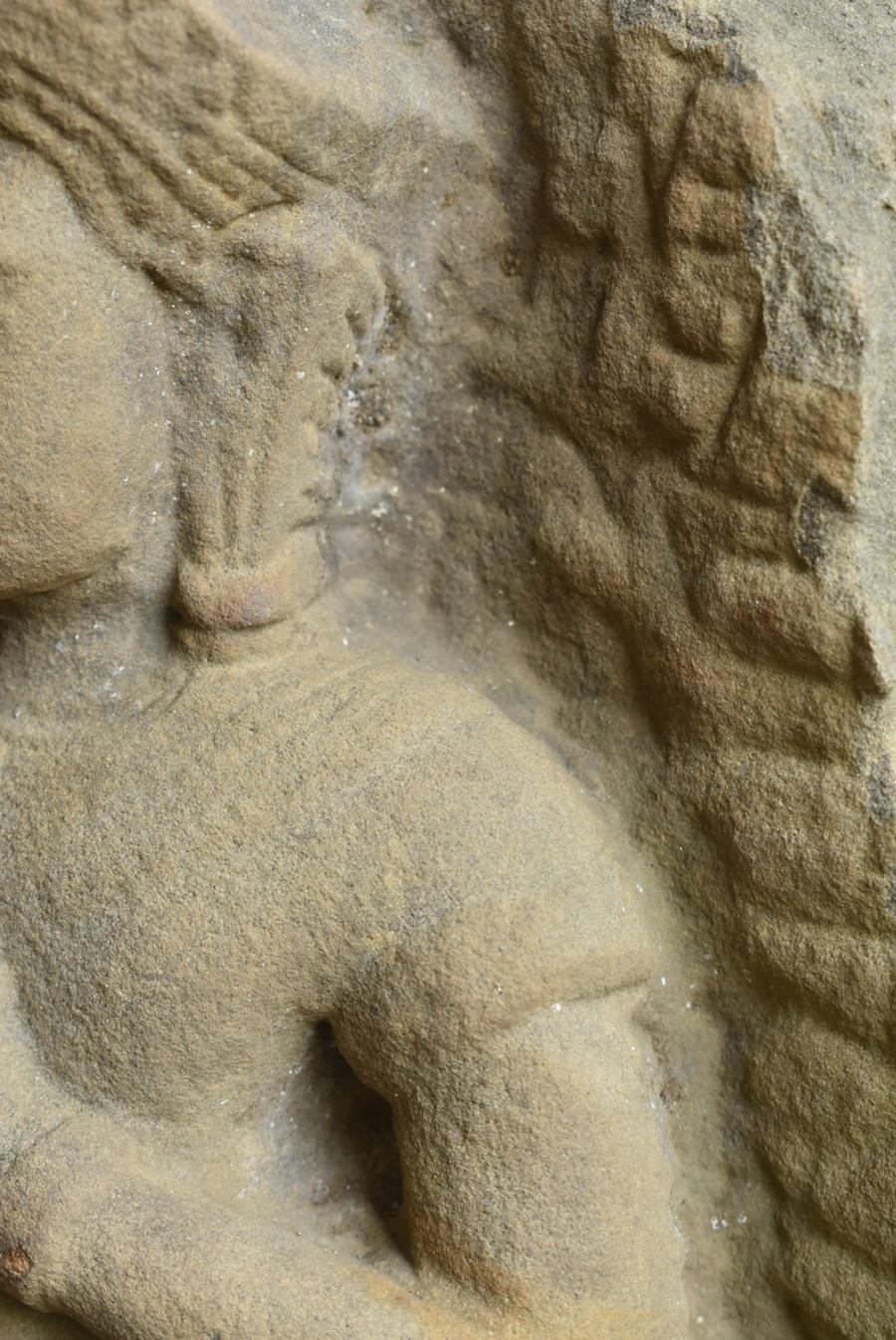 Kambodschanische antike Buddha-Figur aus Stein aus Stein/Angkor-Periode/Khmer-Kunst im Angebot 1