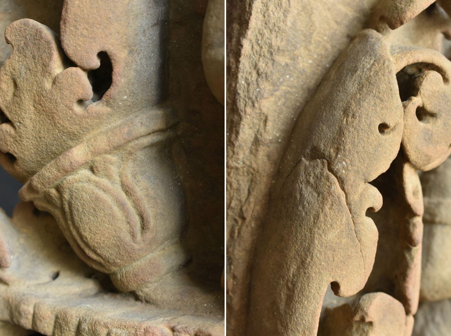 Kambodschanische antike Buddha-Figur aus Stein aus Stein/Angkor-Periode/Khmer-Kunst im Angebot 2