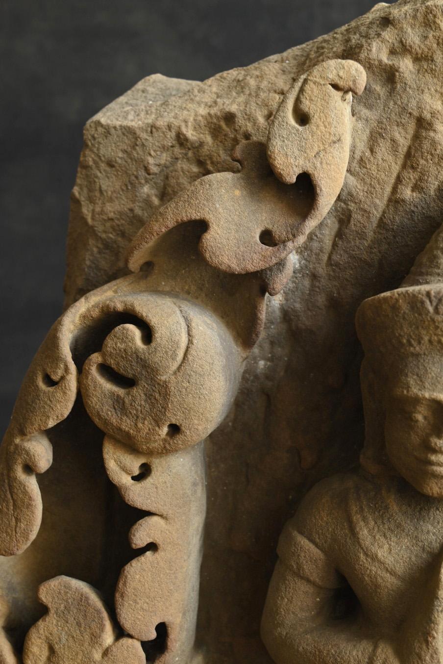 Kambodschanische antike Buddha-Figur aus Stein aus Stein/Angkor-Periode/Khmer-Kunst im Angebot 4
