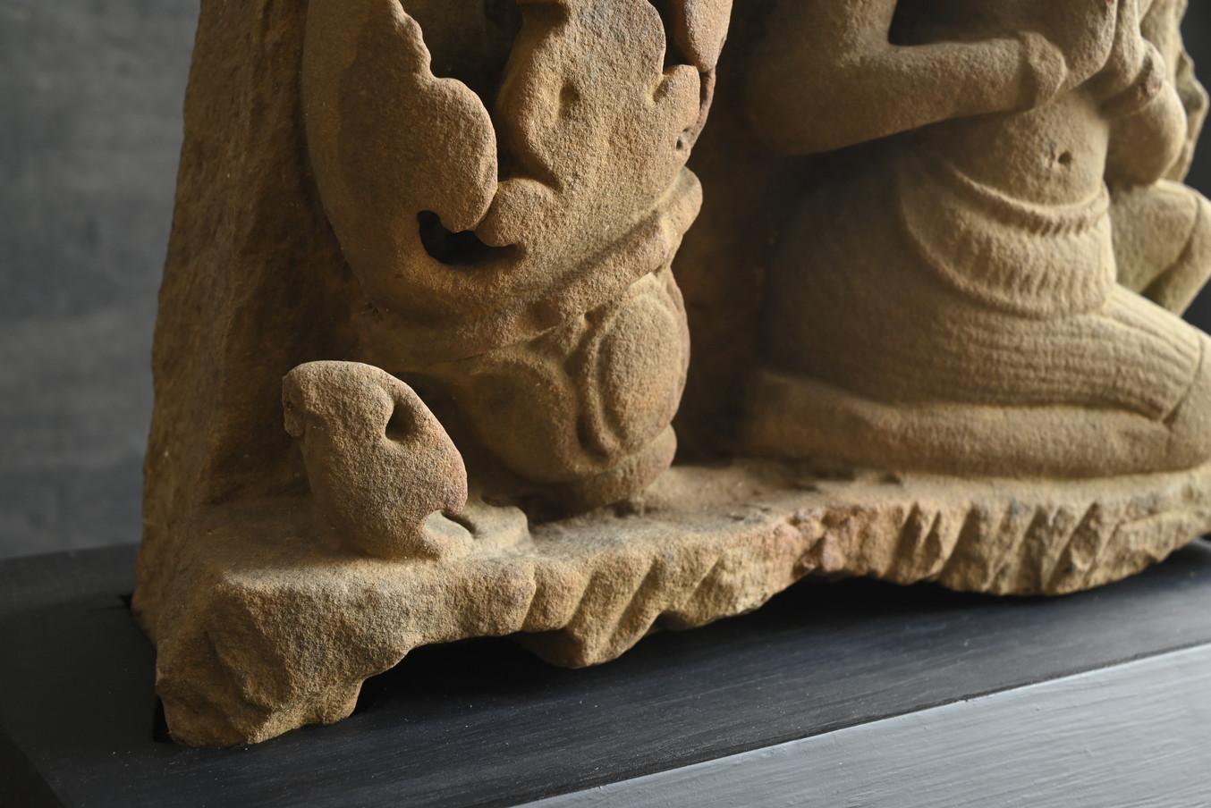 Kambodschanische antike Buddha-Figur aus Stein aus Stein/Angkor-Periode/Khmer-Kunst im Angebot 6
