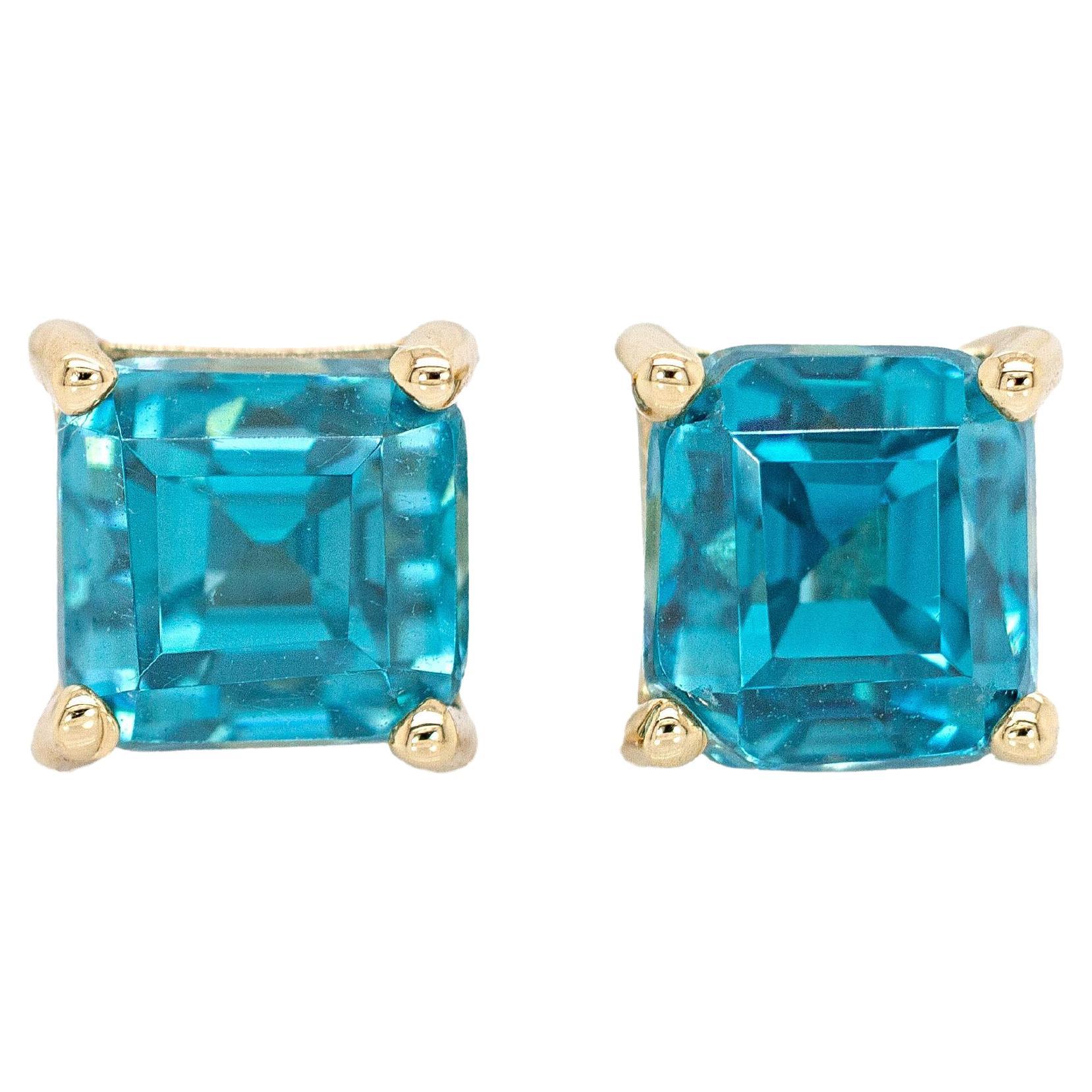 Blue Zircon Stud Earrings