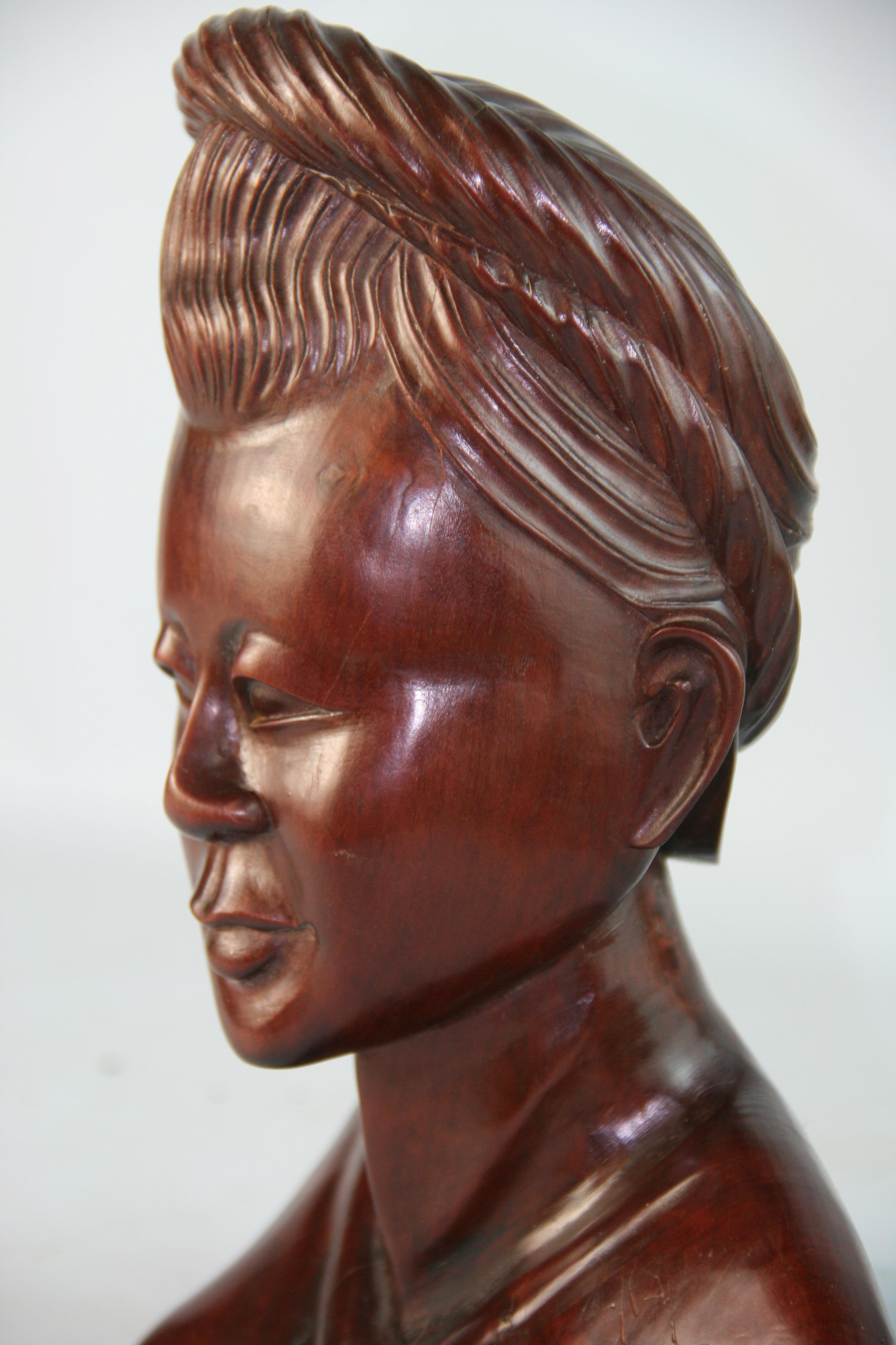 Cambodian Hand Carved Princess Sculpture For Sale 1