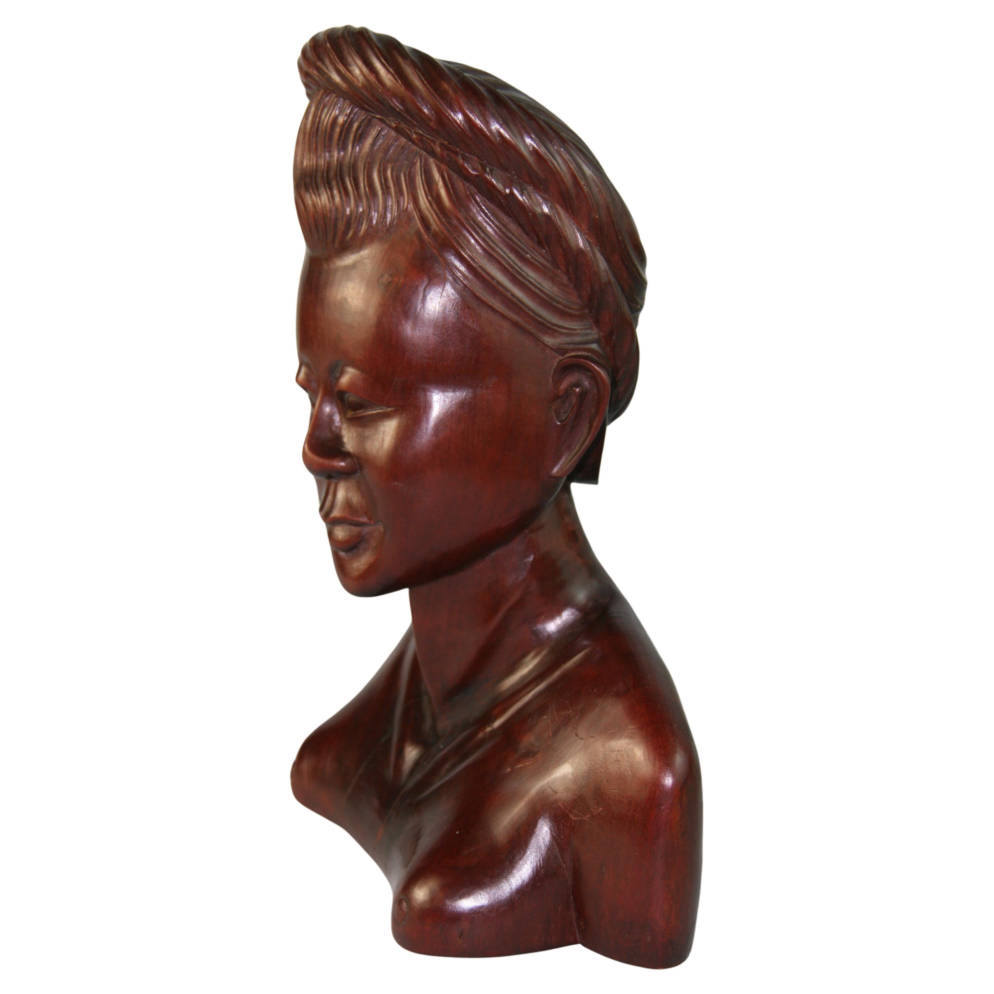 Cambodian Hand Carved Princess Sculpture For Sale