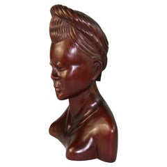 Retro Cambodian Hand Carved Princess Sculpture